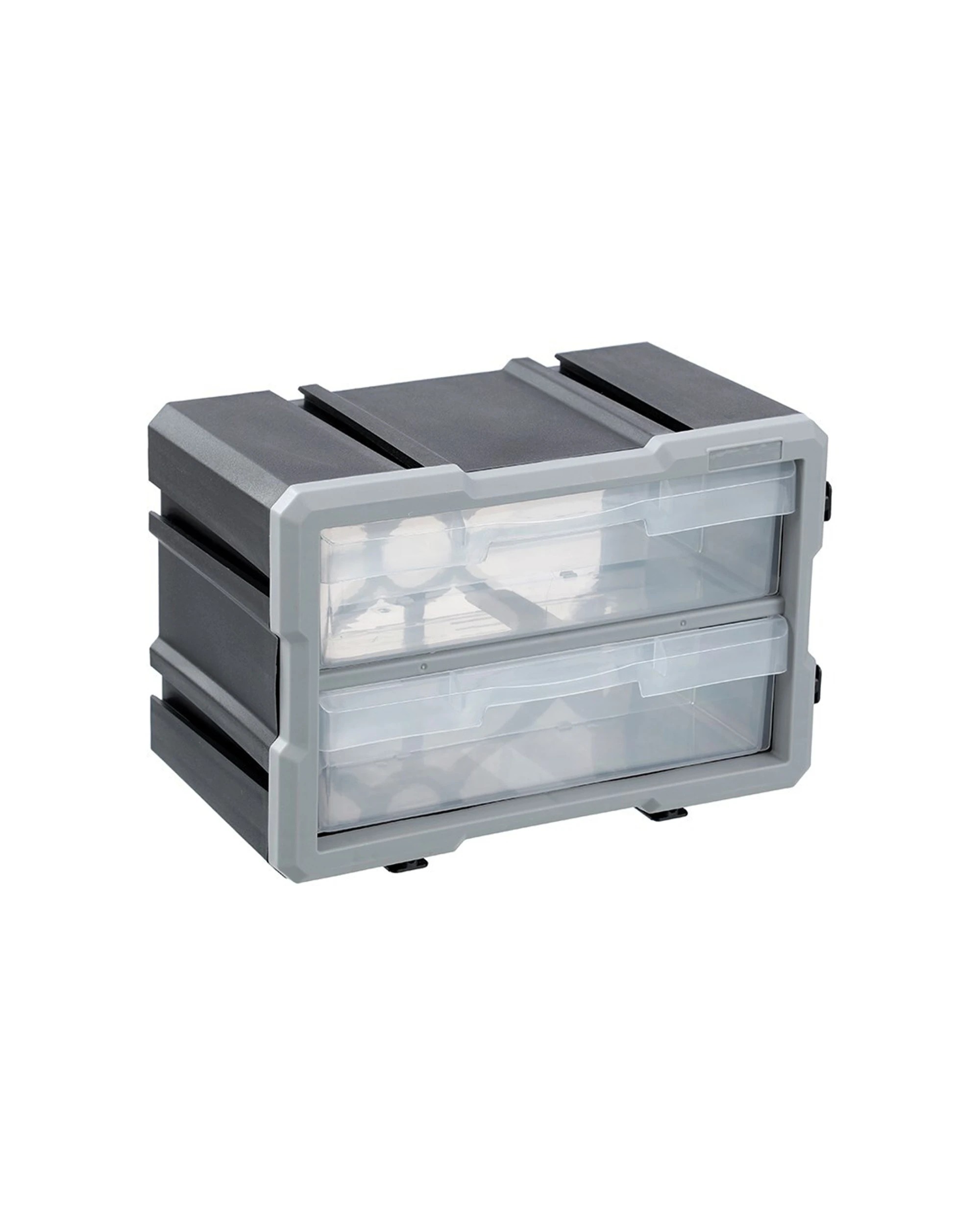 3 Boxsweden Garaz 2-Drawer Storage Organiser 29.5x19.5cm - Stackable Lock-In
 - grey, 3 of 5