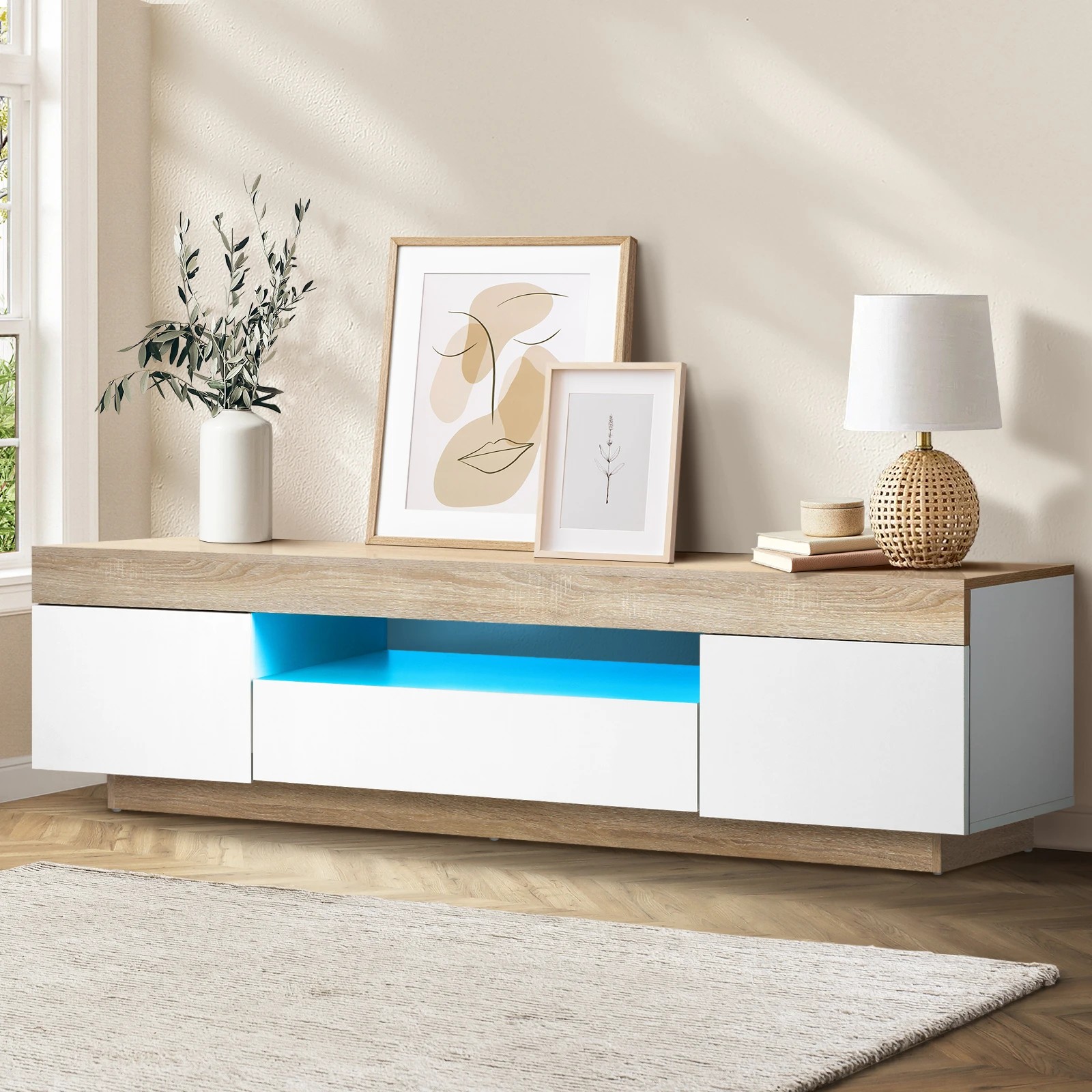 2 Oikiture Tv Cabinet Entertainment Unit Rgb Led 180cm
 - Multi, 2 of 8