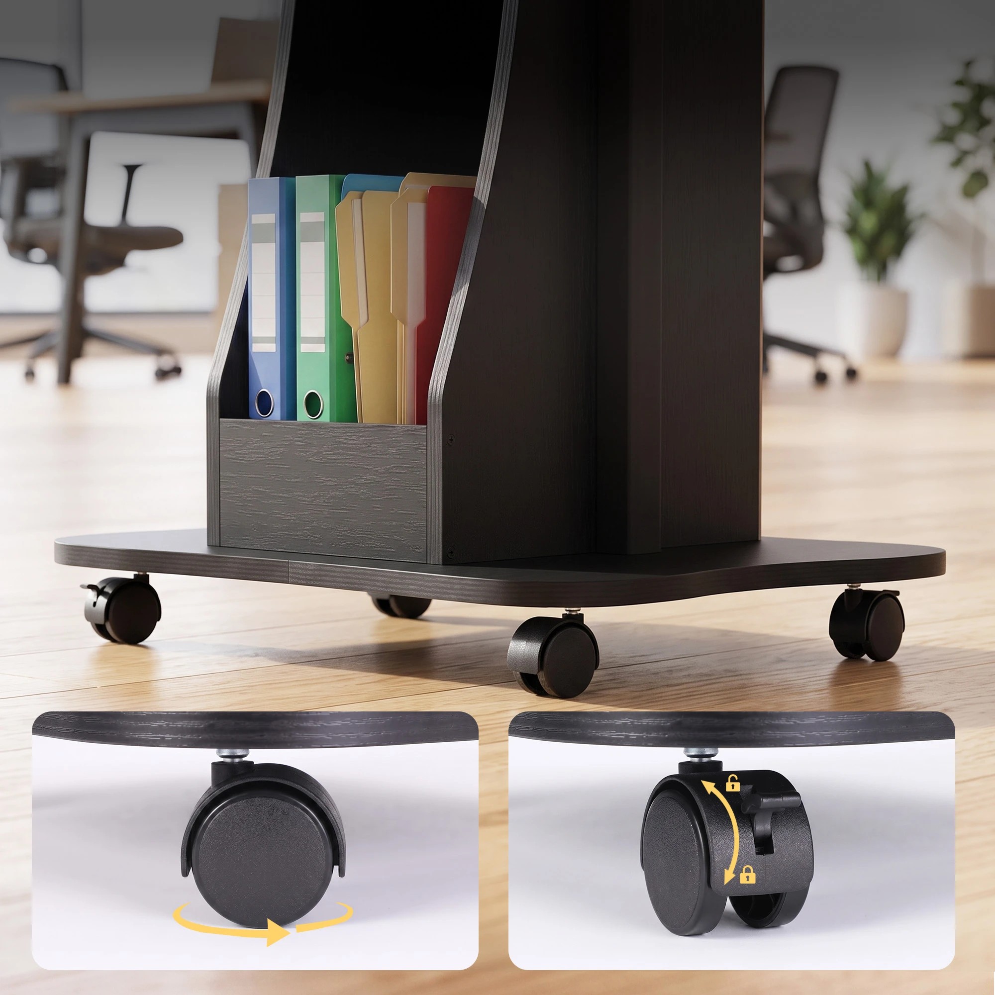 7 Artiss Mobile Podium Stand with Lockable Wheels Height Adjustable Laptop Desk - Black, 7 of 10