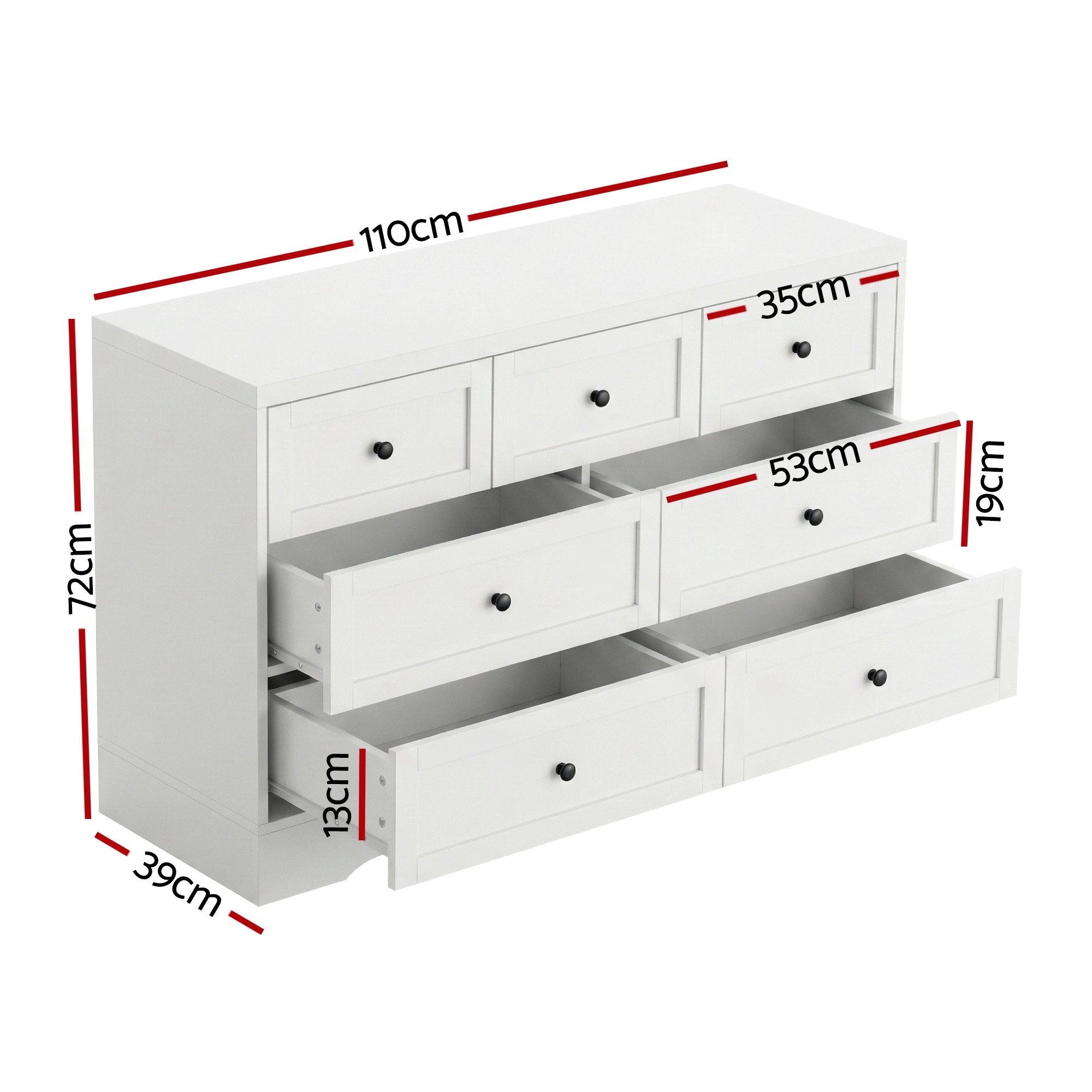2 Artiss 7 Chest of Drawers Dresser Table - White, 2 of 9
