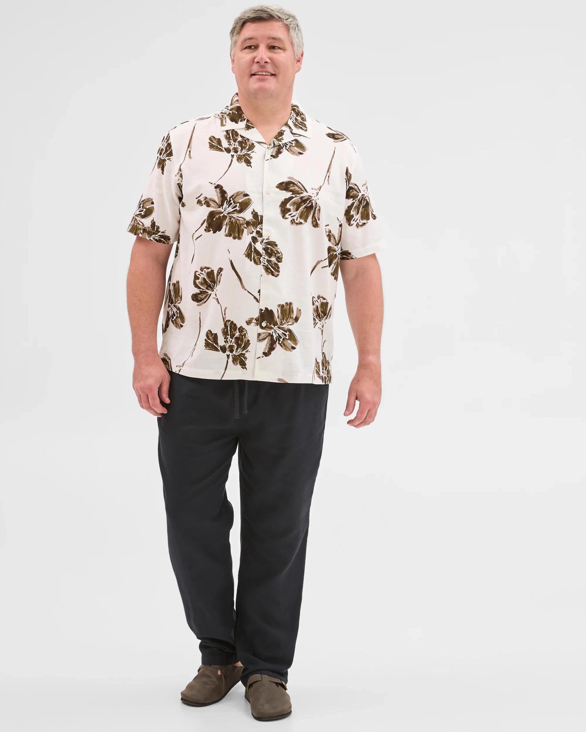 3 Preview Plus Size Short Sleeve Resort Shirt NEUTRAL, 3 of 5