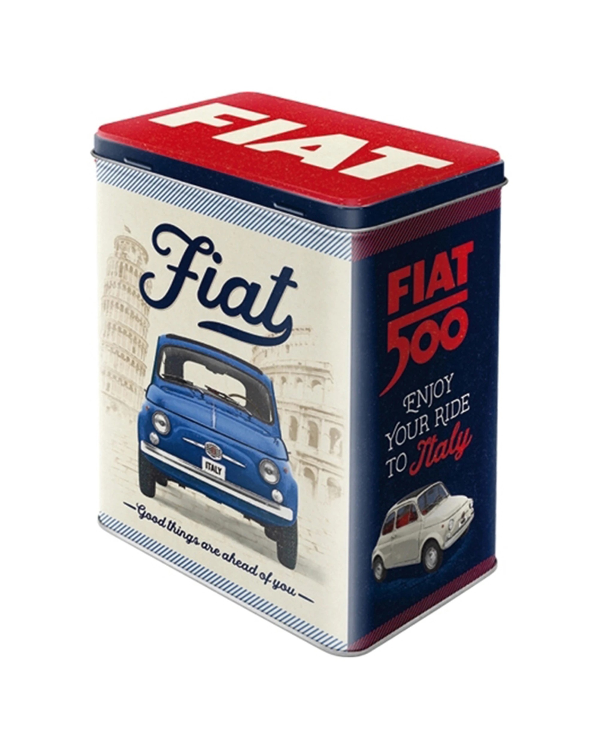 1 Nostalgic-Art Large Storage Tin Box - Fiat 500 Design - Pattern, 1 of 1