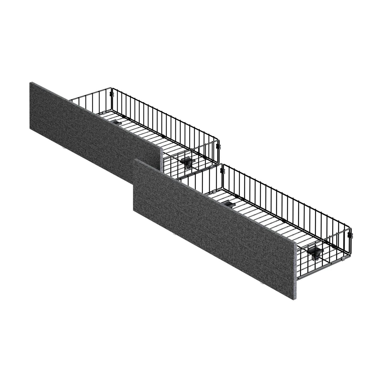 1 Oikiture 2x Trundle Drawers for Bed Frame with Wheels Metal - Grey - Grey, 1 of 9