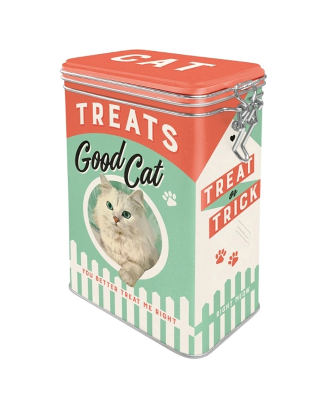 Nostalgic-Art Storage Clip Top Tin Box 1.3L Capacity - Cat Treats Theme ...