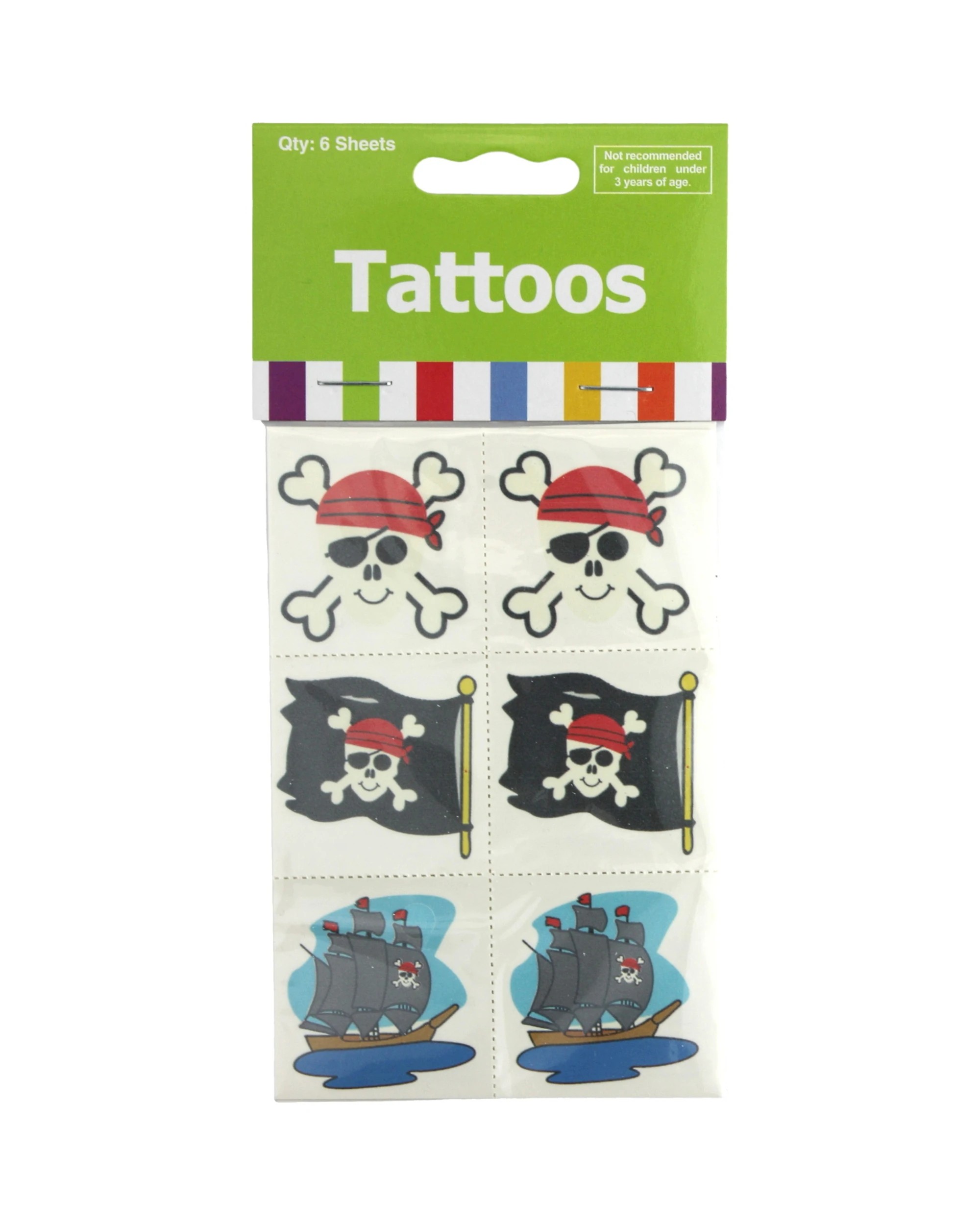 1 Partyrama Pirate Tattoos Pack of 36 - Multi, 1 of 1