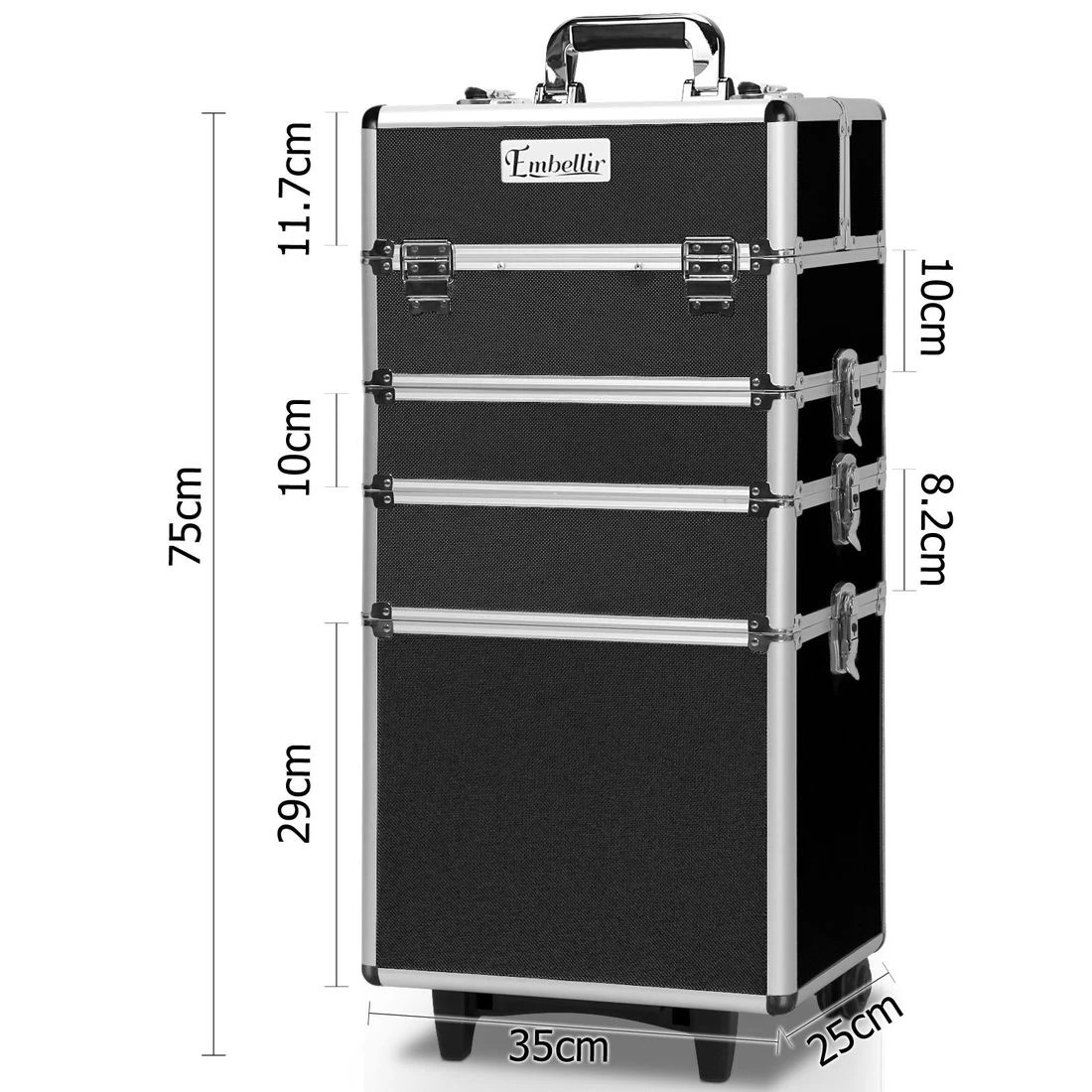 3 Embellir Makeup Case Beauty Trolley Cosmetic Organiser Box Travel Wheels - Multi, 3 of 9