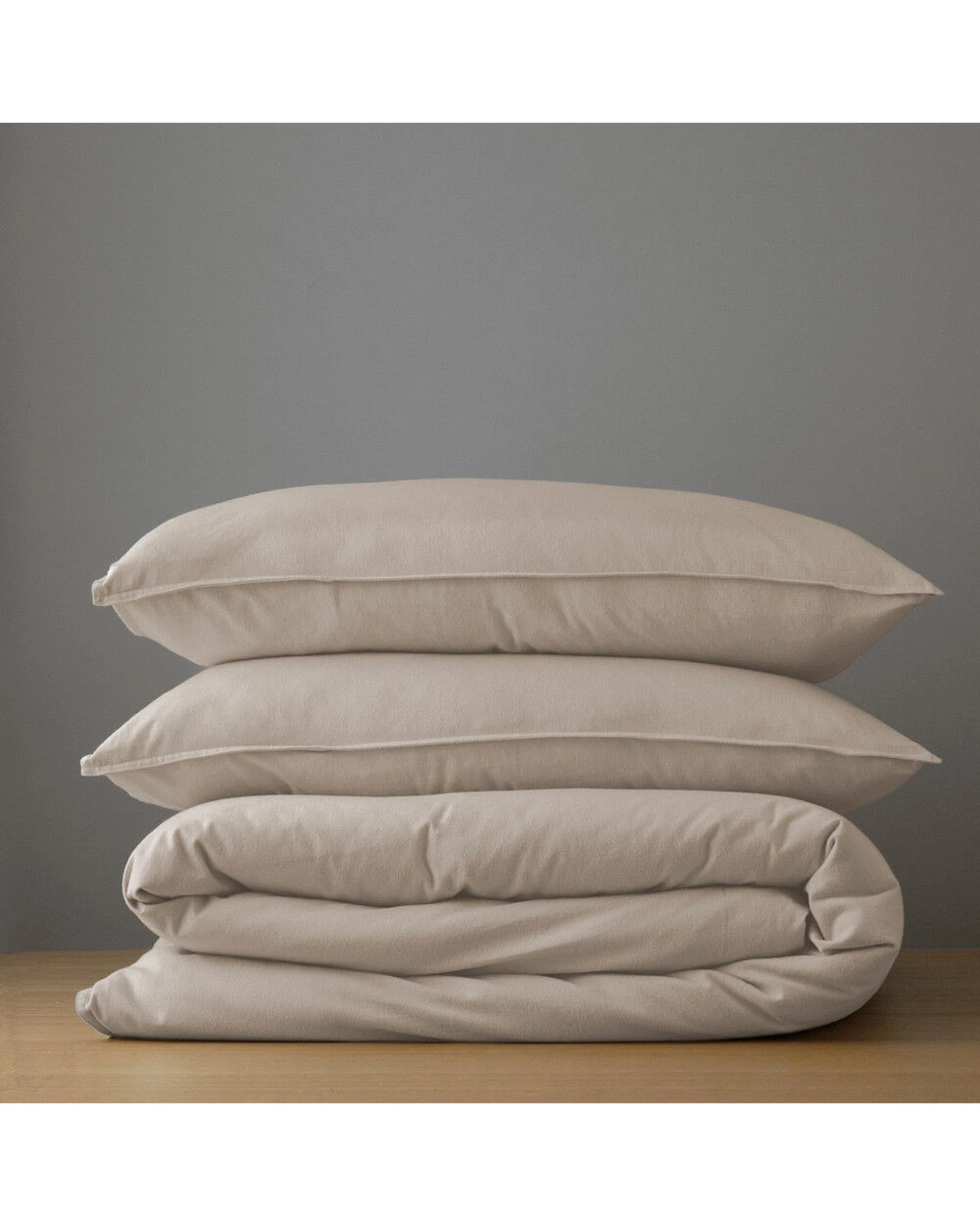 4 Canningvale Cozi Cotton Flannelette Quilt Bed Bedding Cover Set Single - Natural, 4 of 5
