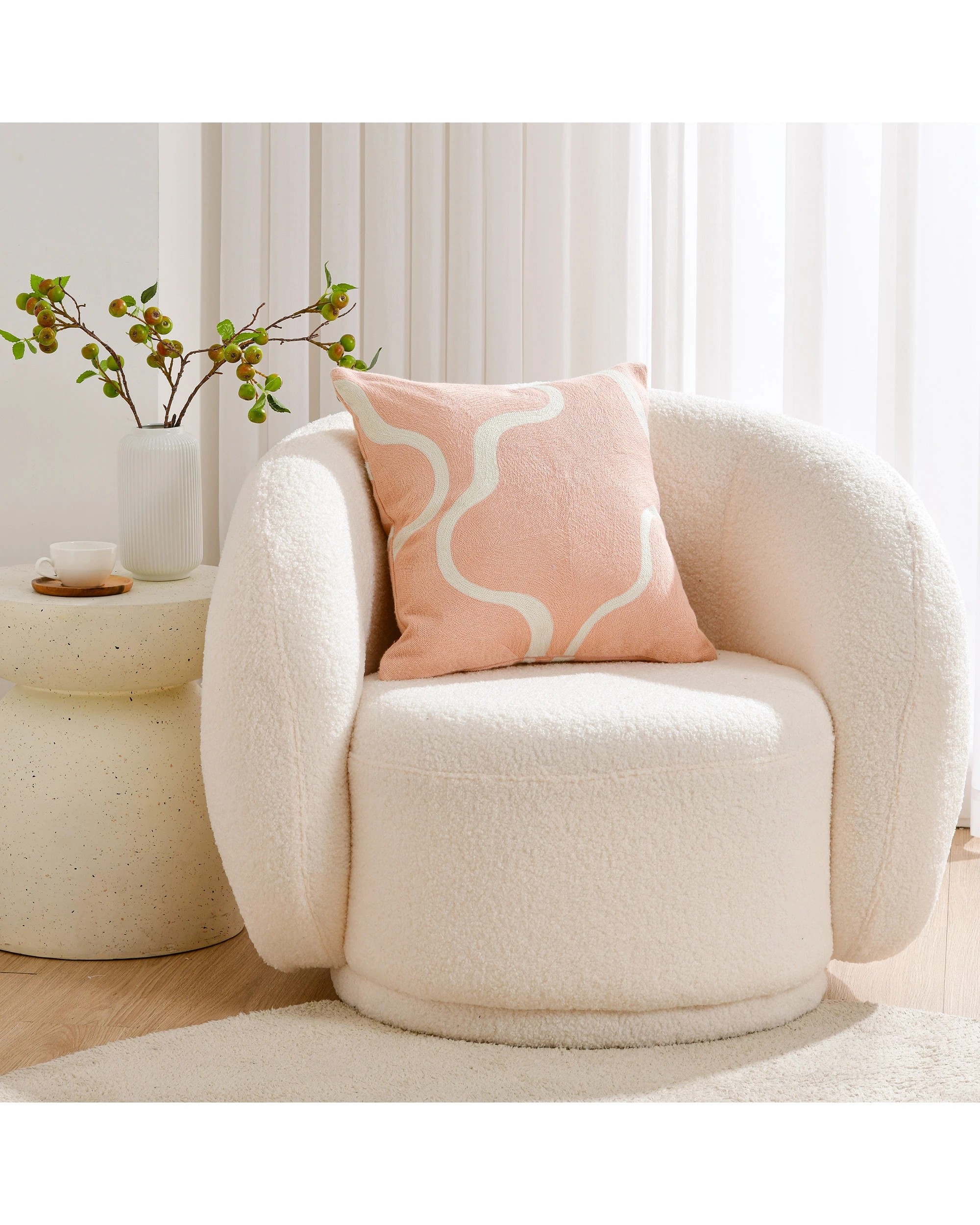 2 Cadence & Co. Louise Crewel Embroidered Cushion 45x45cm - Pink, 2 of 5