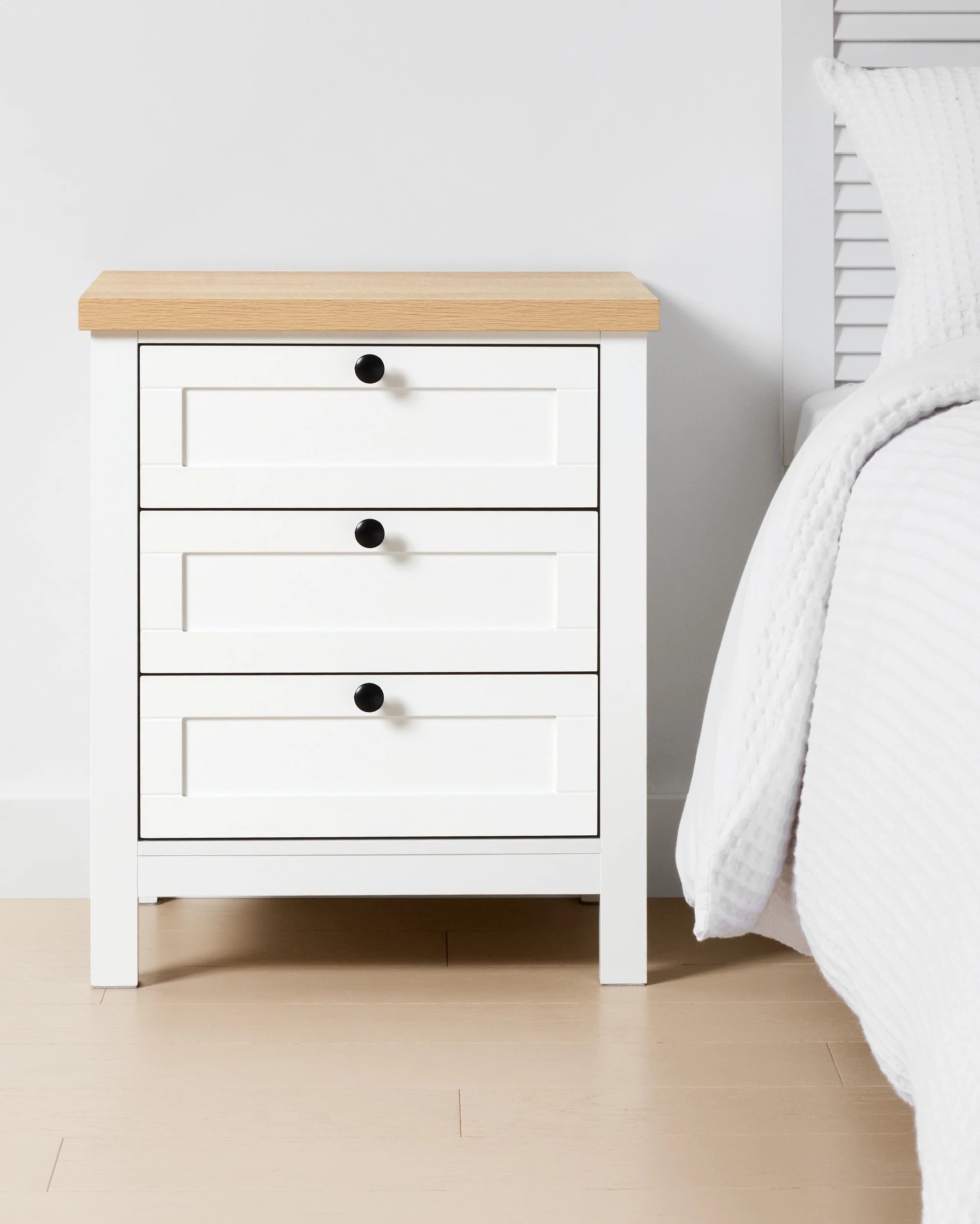 1 Camille 3 Drawer Bedside Table - White, 1 of 9