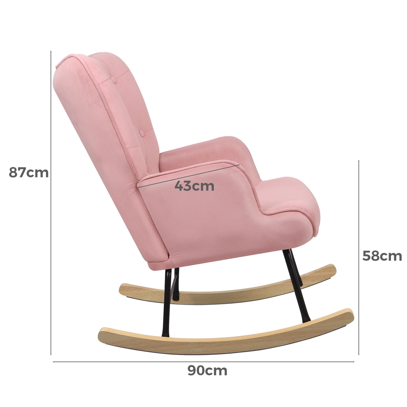8 Alfordson Rocking Chair Armchair Accent Feeding Chair Lounge Tufted Sofa - Pink, 8 of 10