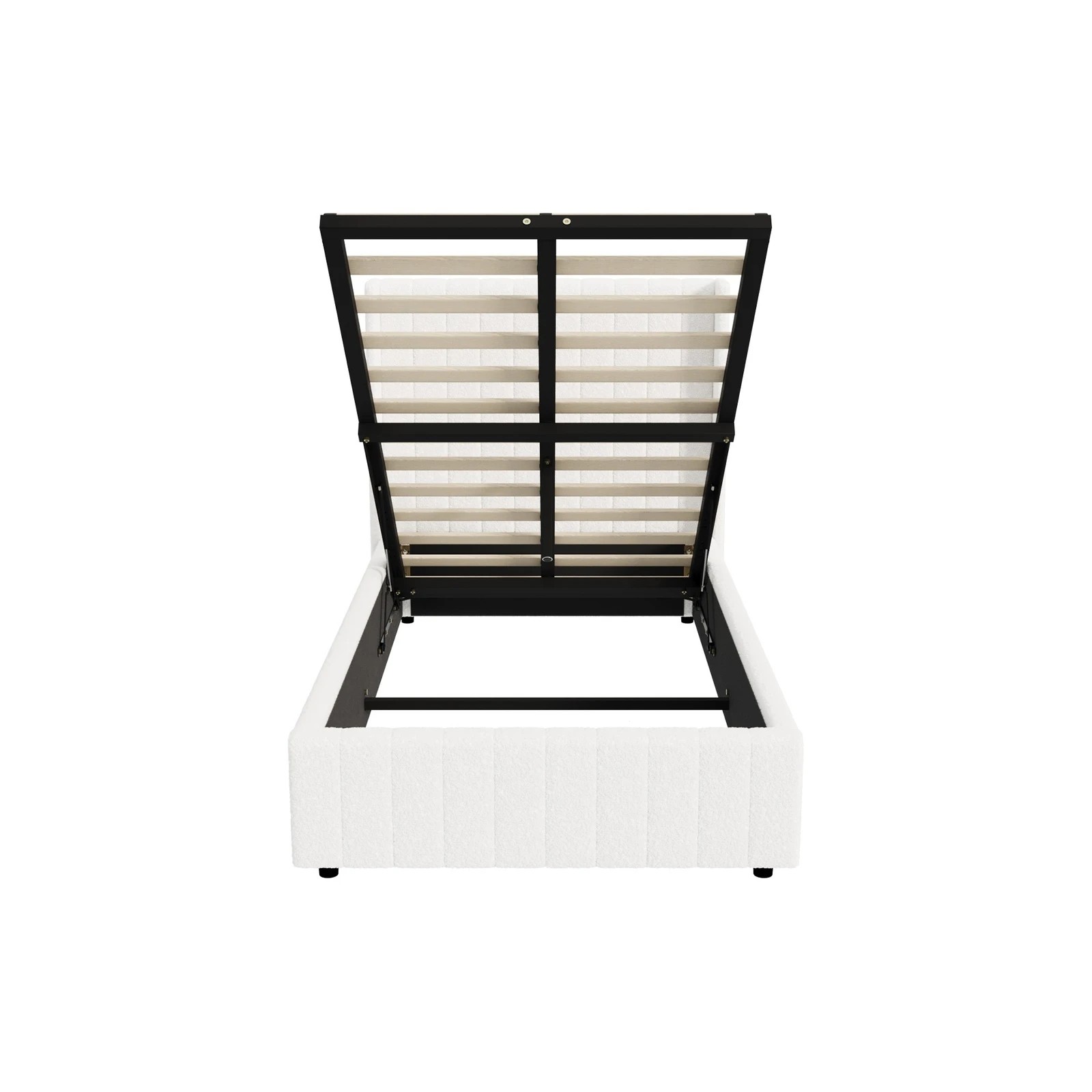 7 Oikiture King Single Bed Frame Gas Lift Base With Storage Boucle Fabric
 - White, 7 of 10