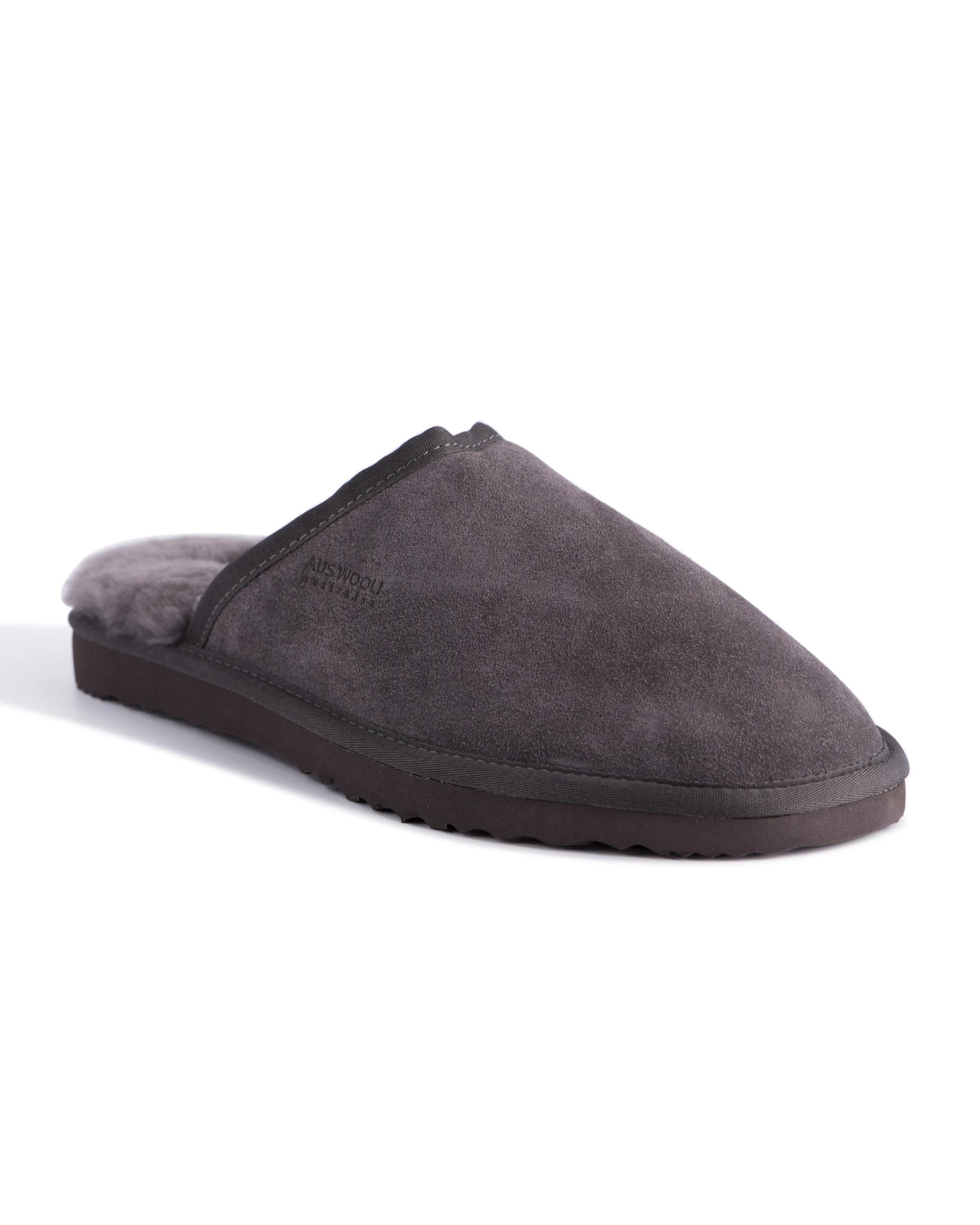 1 AUS WOOLI Sheepskin Wool Manly Slippers GREY, 1 of 4