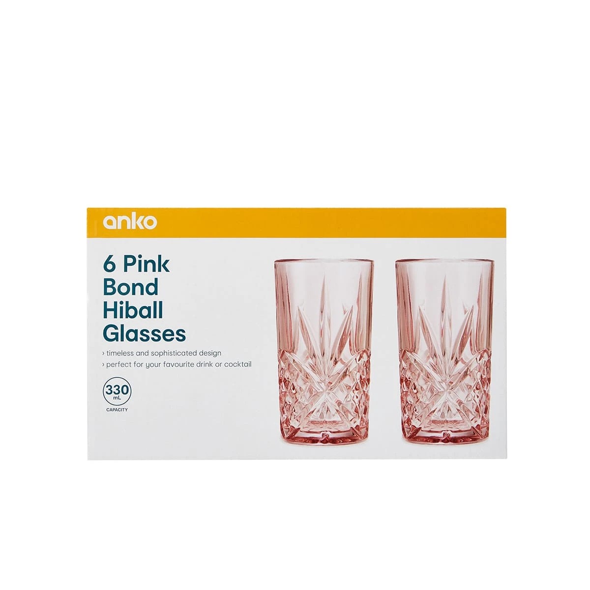 6 6 Pink Bond Hiball Glasses, 6 of 6
