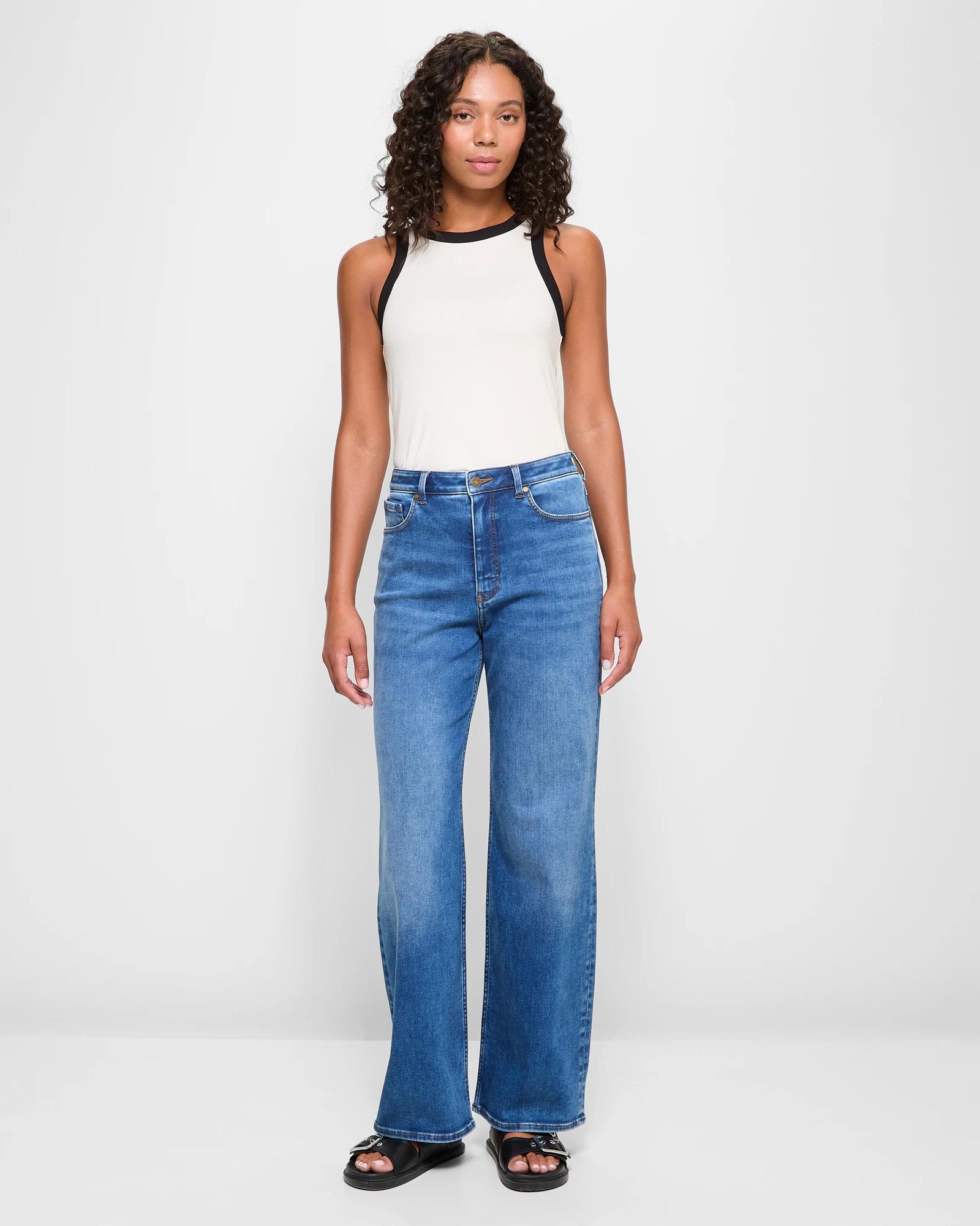 1 Target High Rise Full Length Wide Leg Denim Jeans - Shape Your Body MID WASH, 1 of 5