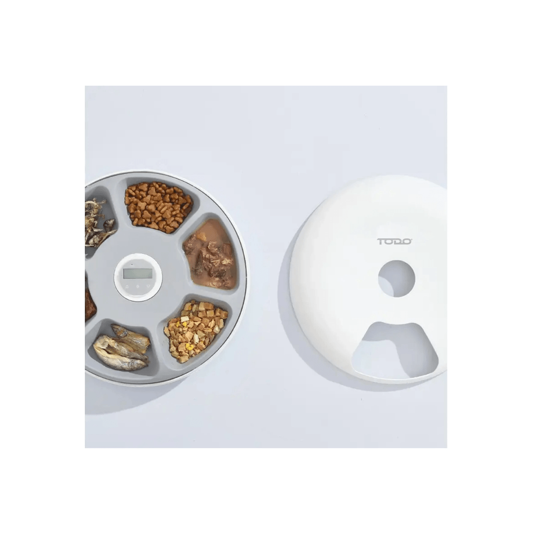 6 TODO Automatic Pet Feeder 180ml x6 Meal Digital Lcd Dog Cat Food Bowl Timer White, 6 of 8