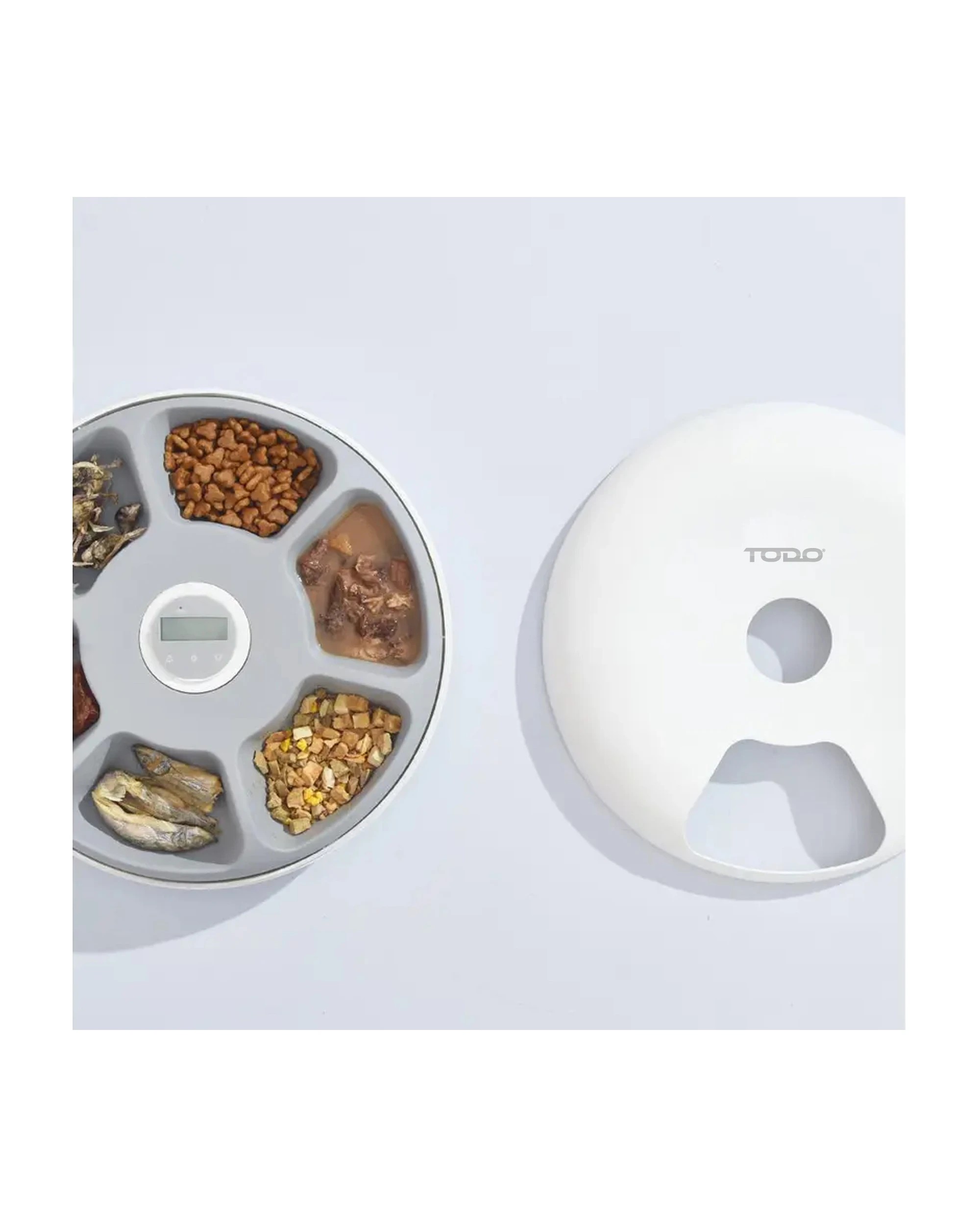 6 TODO Automatic Pet Feeder 180ml x6 Meal Digital Lcd Dog Cat Food Bowl Timer White, 6 of 8