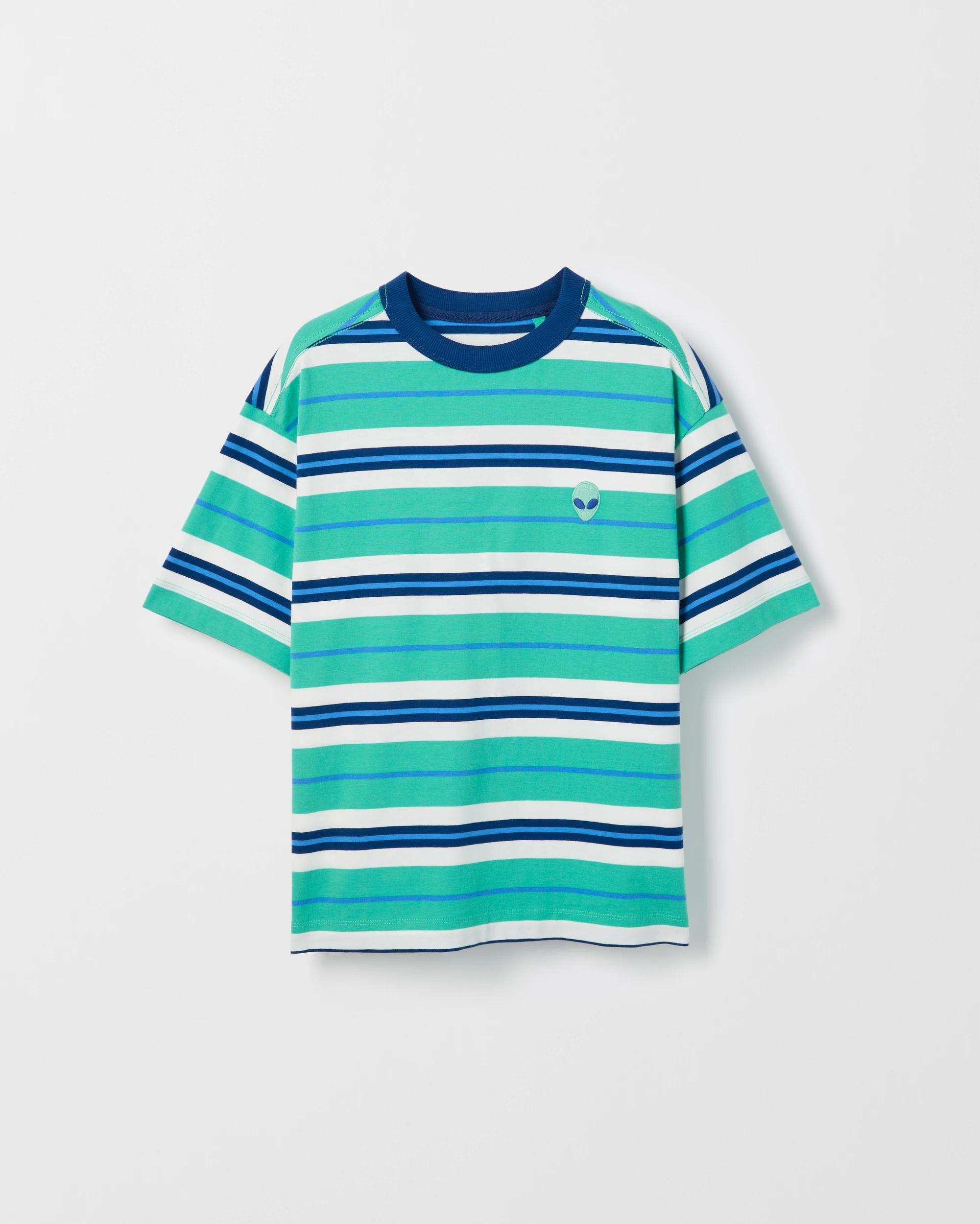 5 Target Kids Australian Cotton Oversized Striped T-Shirt GREEN, 5 of 6