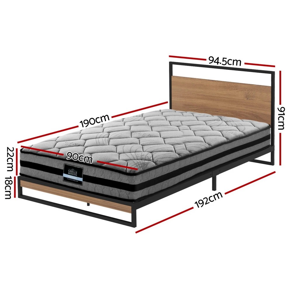 2 Artiss  Metal Bed Frame Single Size Beds Platform with Mattress - Multi, 2 of 7