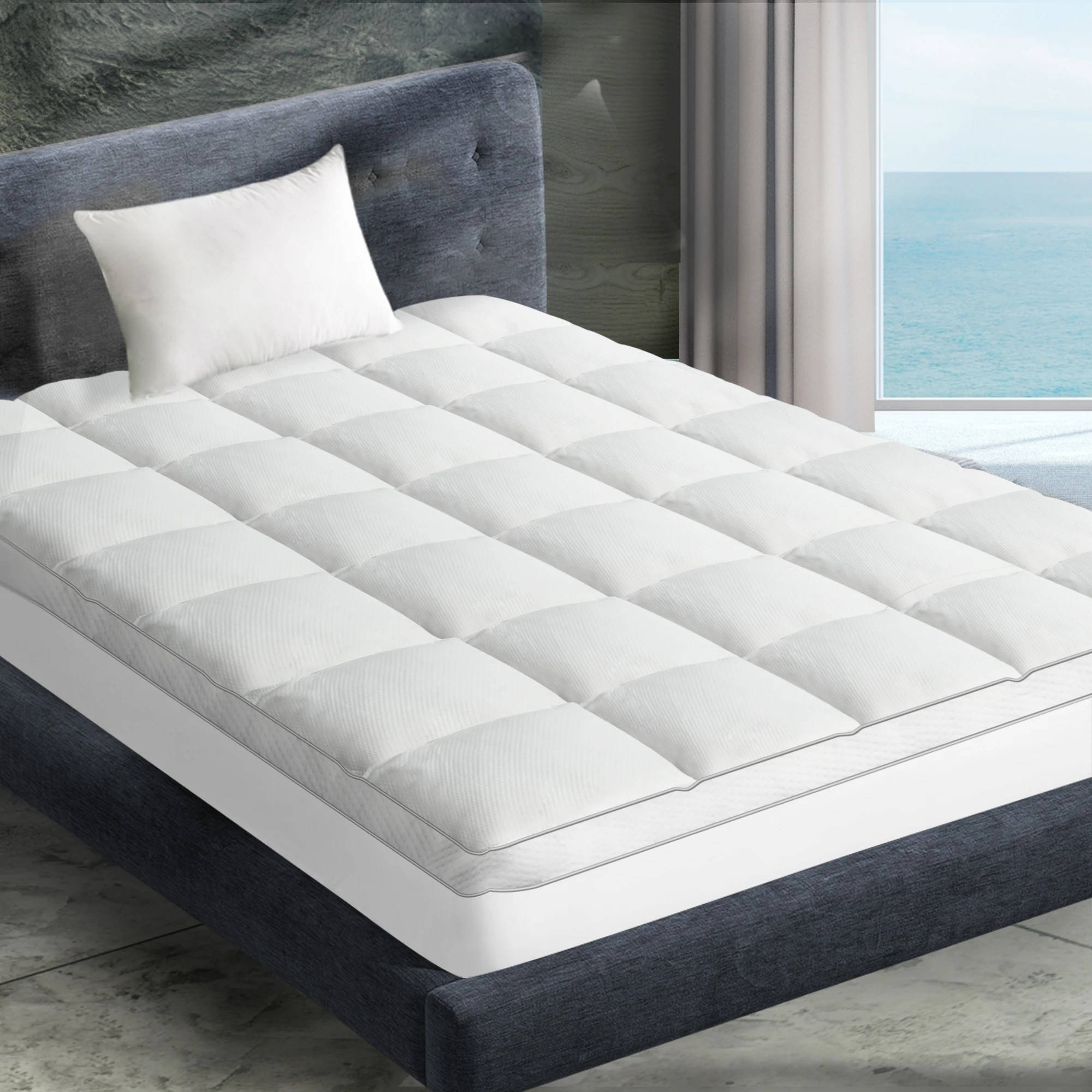 7 Dreamz Cloud Soft Pillowtop Mattress Topper King Single Protector 40cm Skirt, 7 of 7