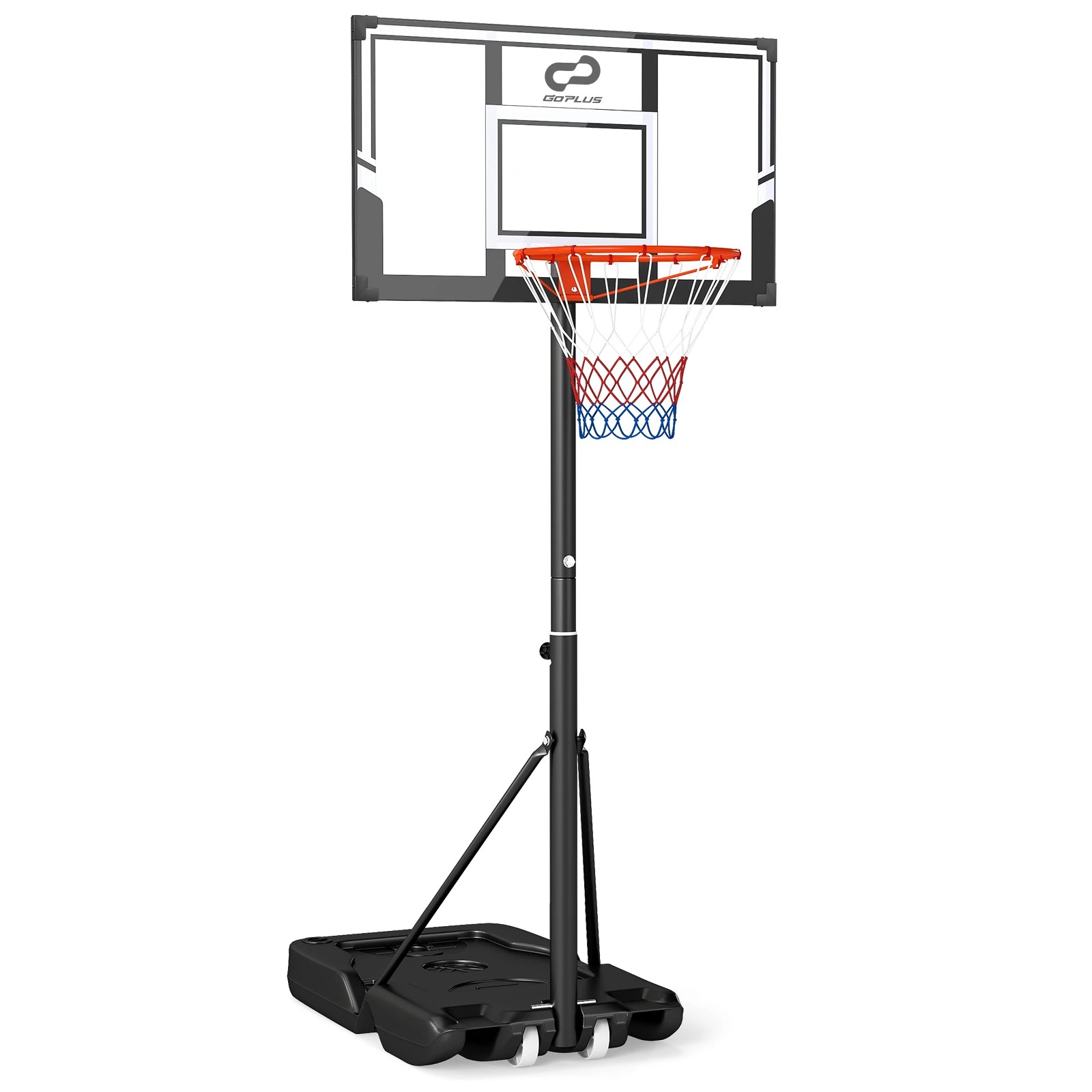 1 Costway 147-352CM Portable Basketball Hoop System Stand Backboard Net Ring Rim, 1 of 1