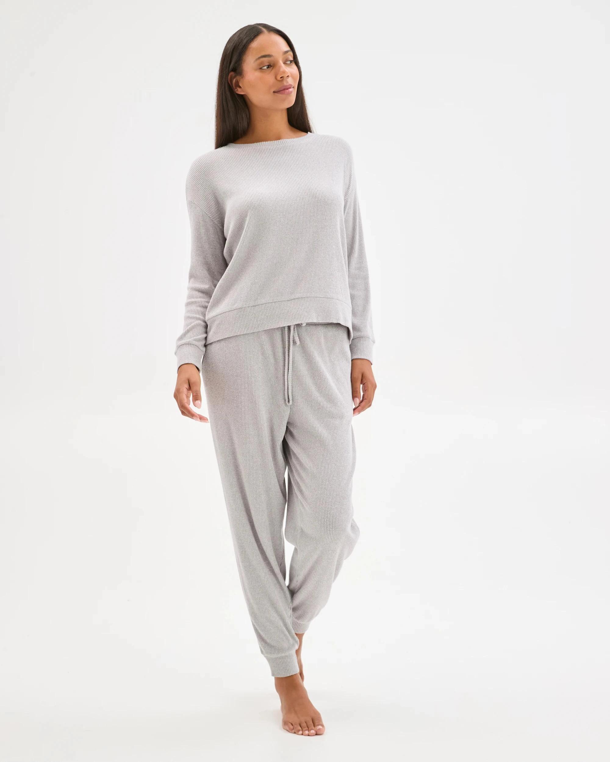 1 Target Woman Cosy Rib Sleep Jogger Pants GREY, 1 of 6