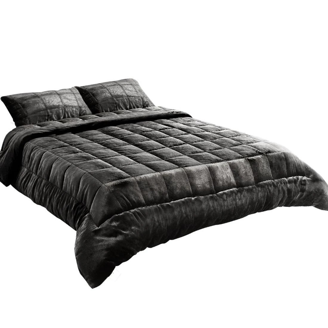 2 Giselle Bedding Faux Mink Quilt Charcoal Queen - Queen Bed - Charcoal, 2 of 8