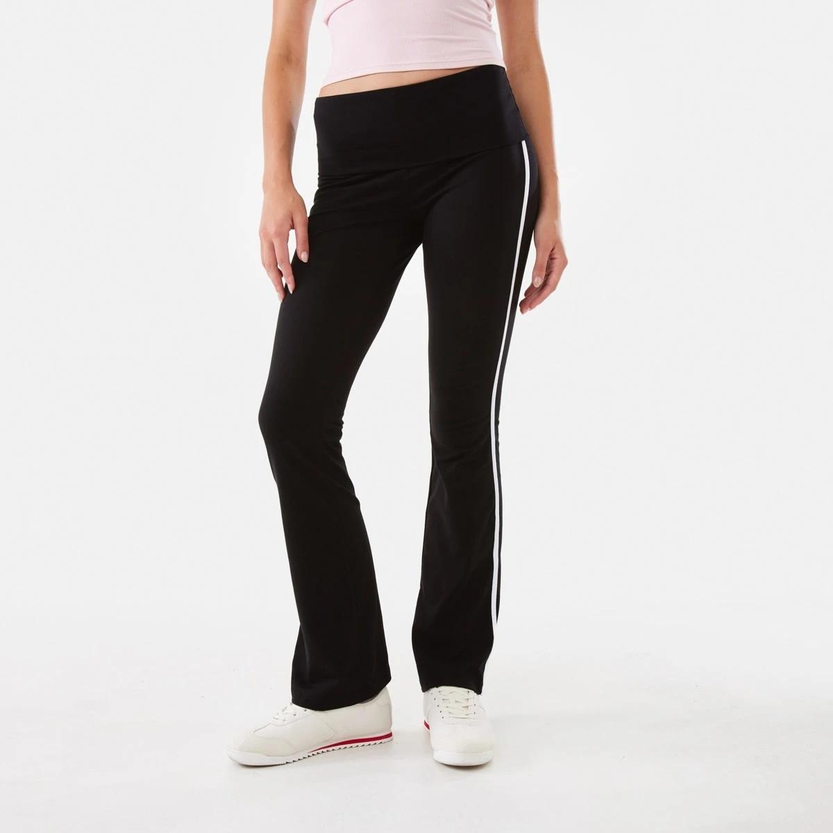 1 Side Stripe Fold Down Flare Pants Black, 1 of 8