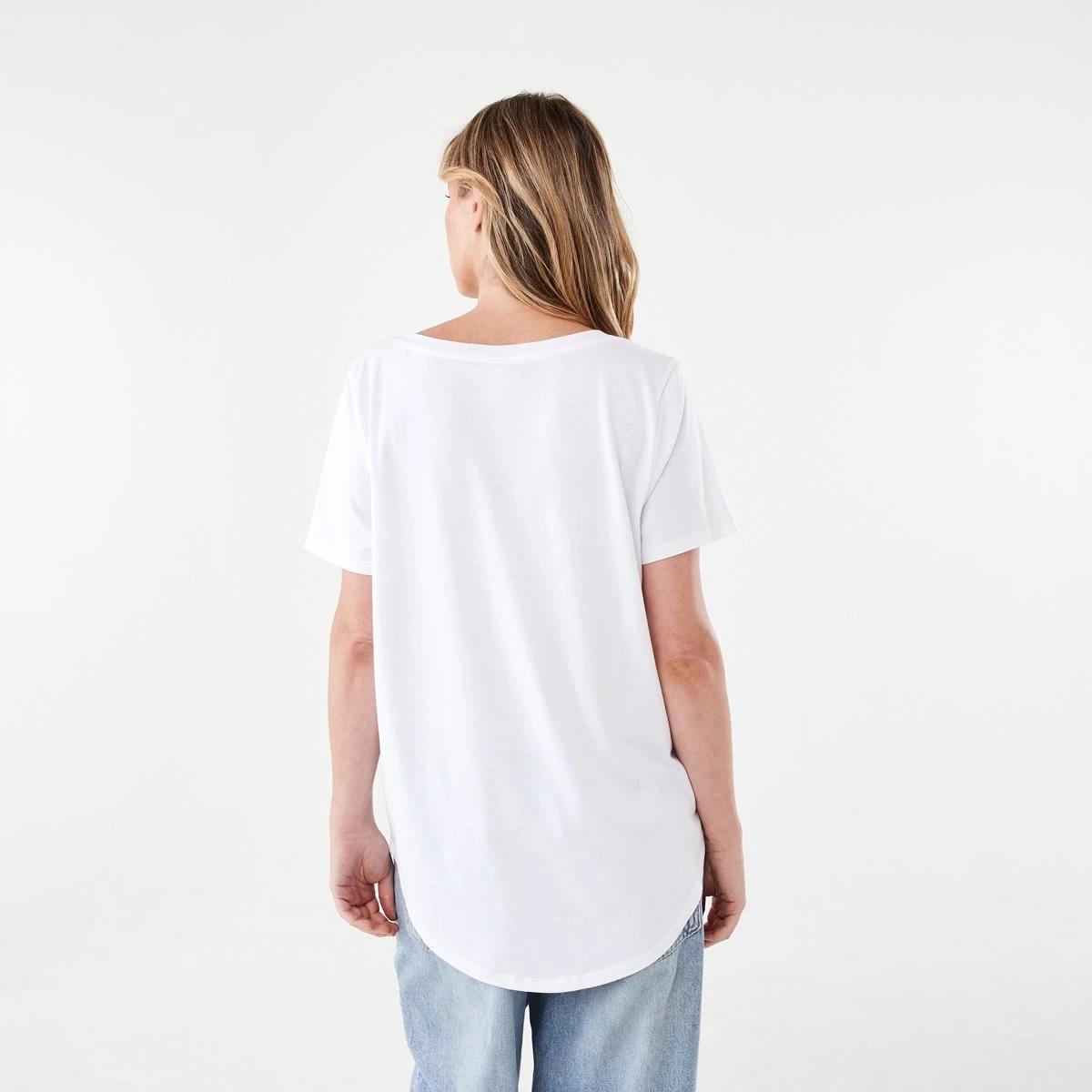 3 Short Sleeve Cotton Modal V-Neck T-shirt White, 3 of 5
