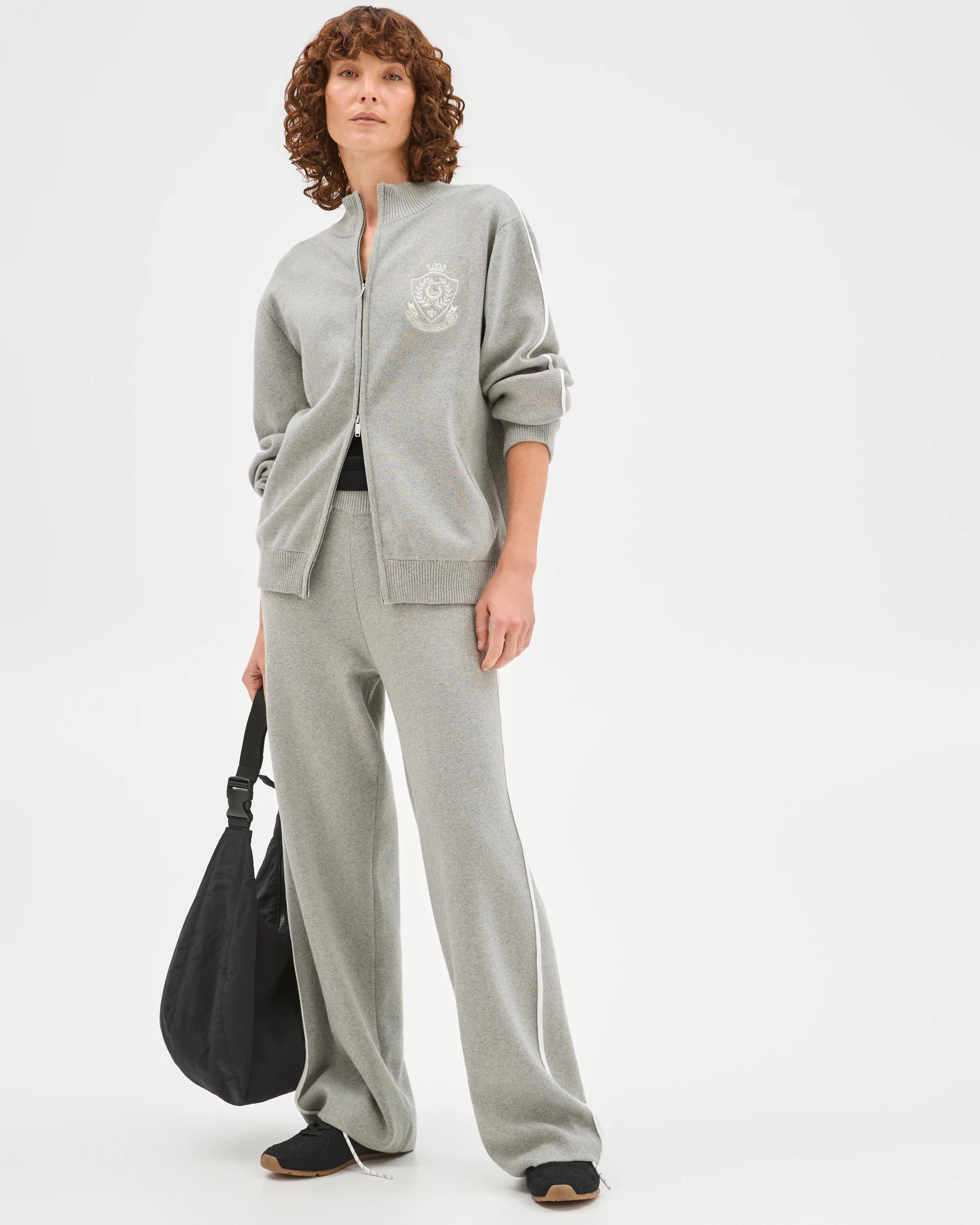 1 Target Active Australian Cotton Blend Side Stripe Wide Leg Pants GREY MARLE, 1 of 8