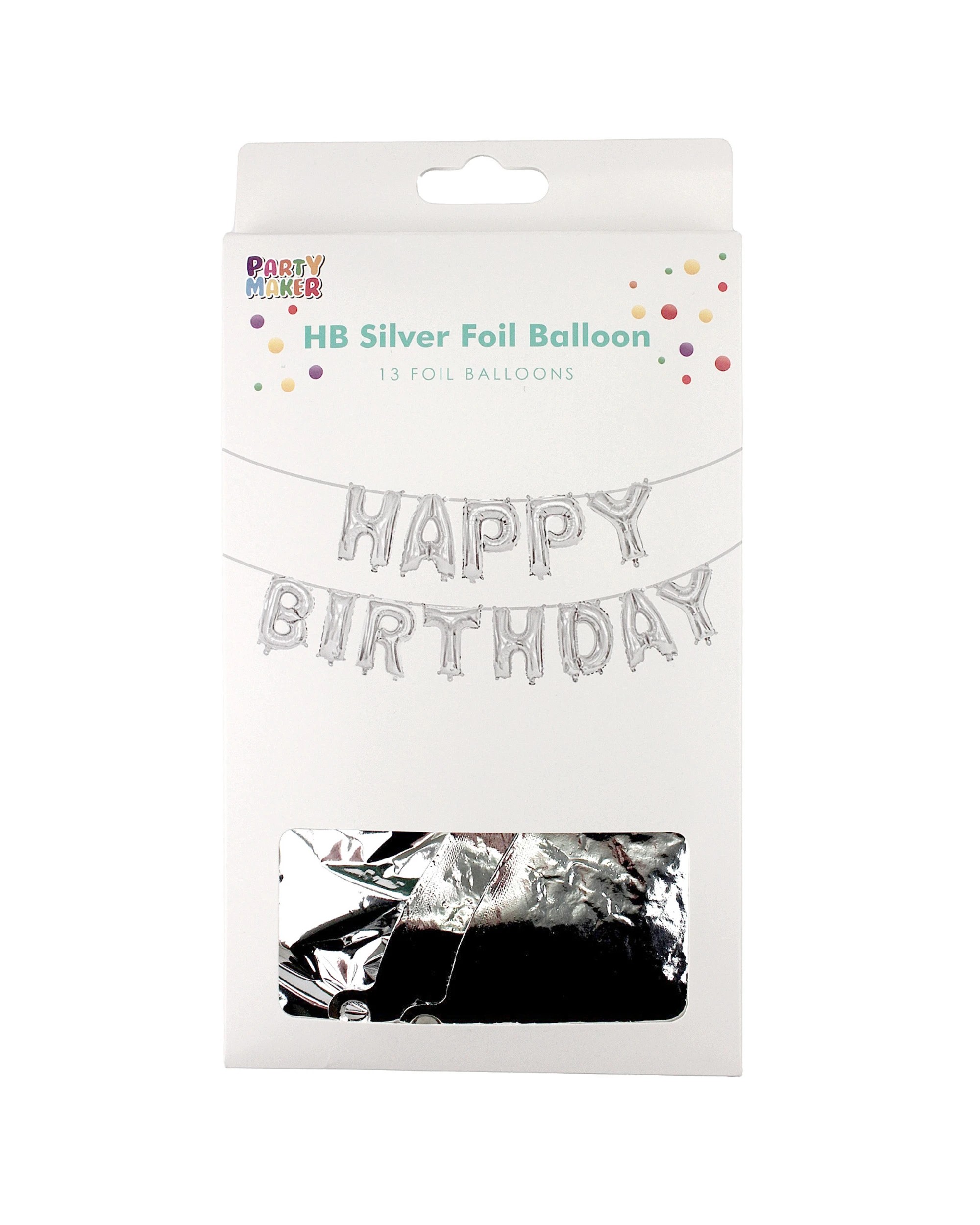 2 Partyrama Silver Happy Birthday Foil Letter Balloon Banner Air Fill - Silver, 2 of 5