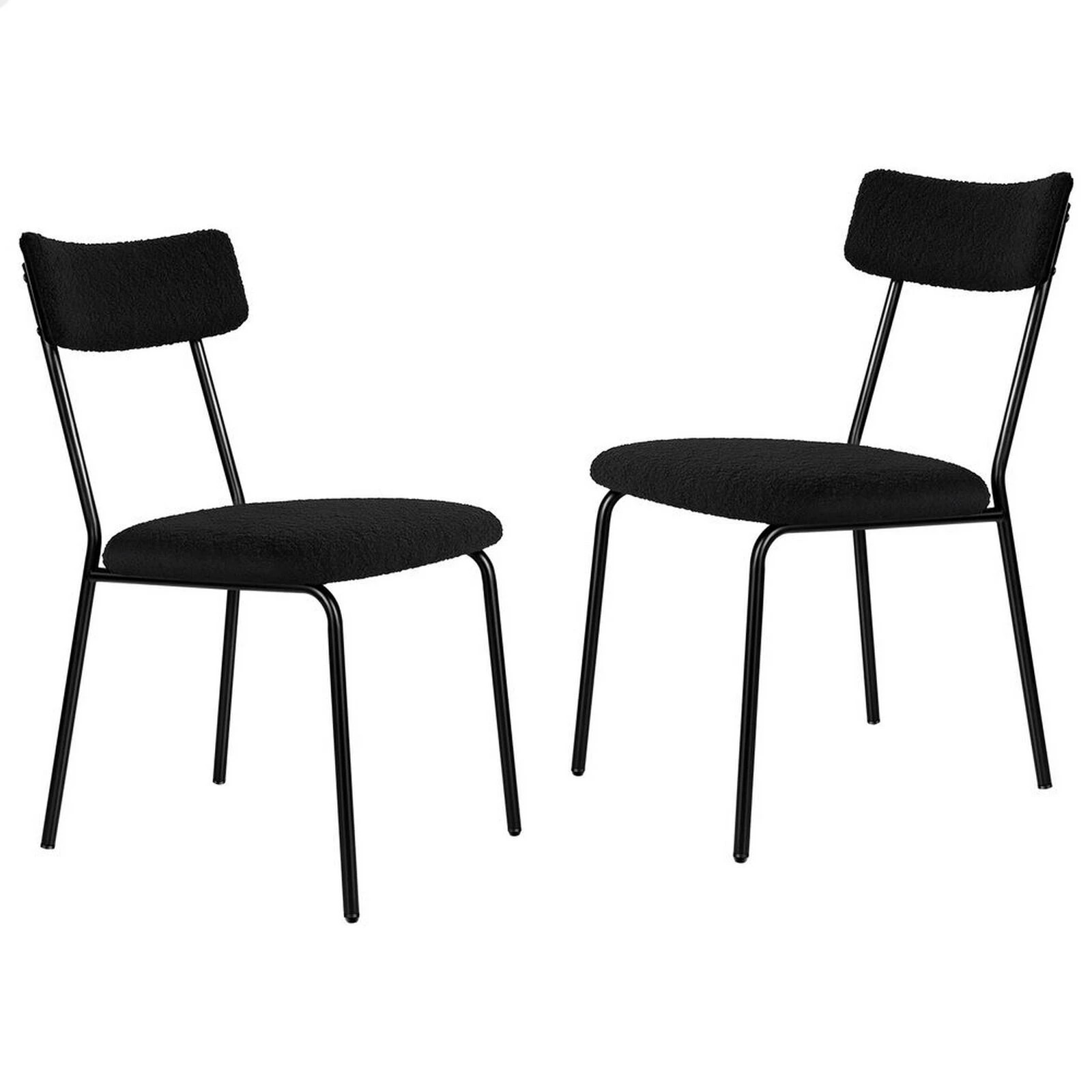 1 Alfordson 2x Dining Chairs Accent Kitchen Lounge Rectangular Back Sherpa - Black, 1 of 10