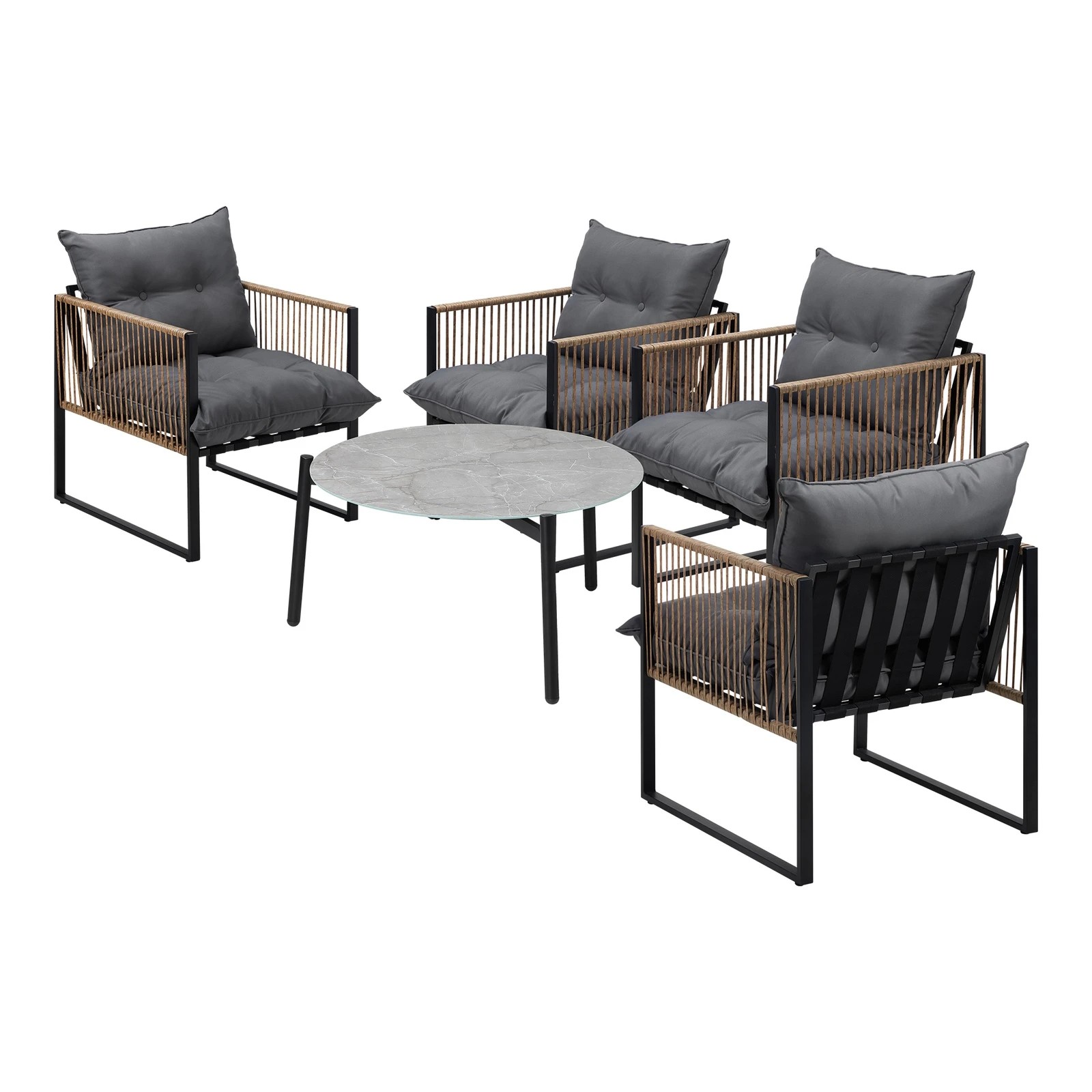 7 Livsip Outdoor Patio Set Furniture 70cm Coffee Table Rattan Chairs 5pcs
 - Multi, 7 of 10