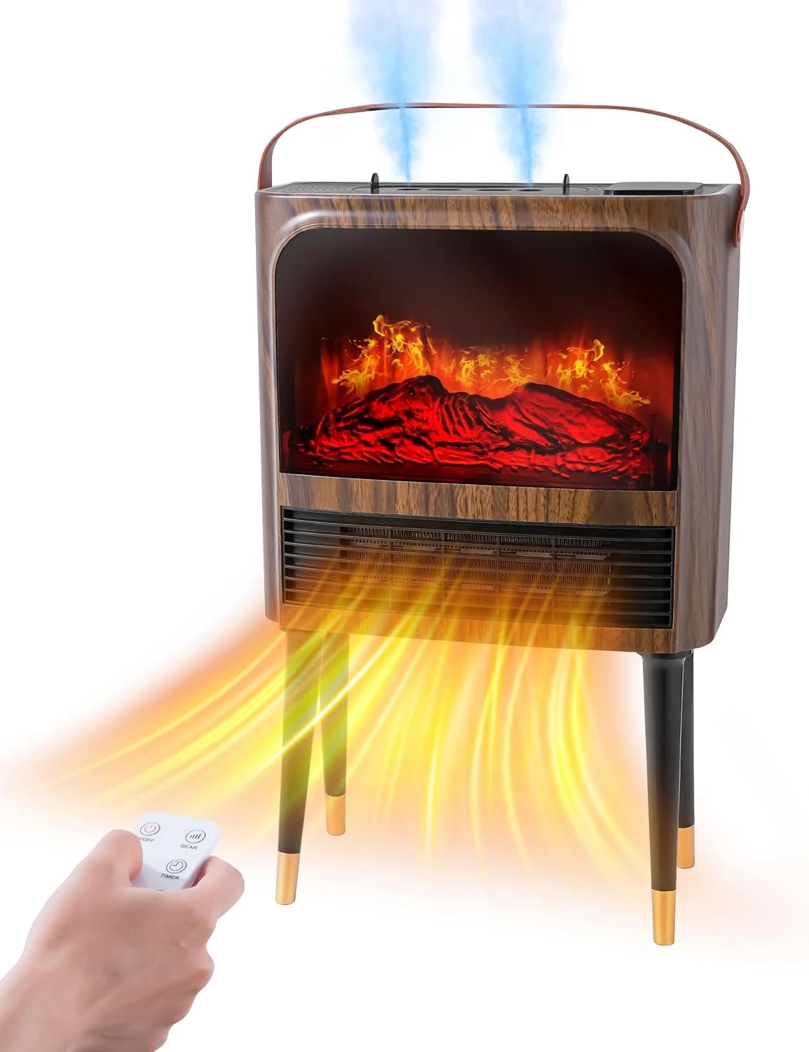 5 Advwin Space Heater Electric Fireplace with Humidifier 3D Realistic Flame 12H Timer 3 Speeds, 5 of 6