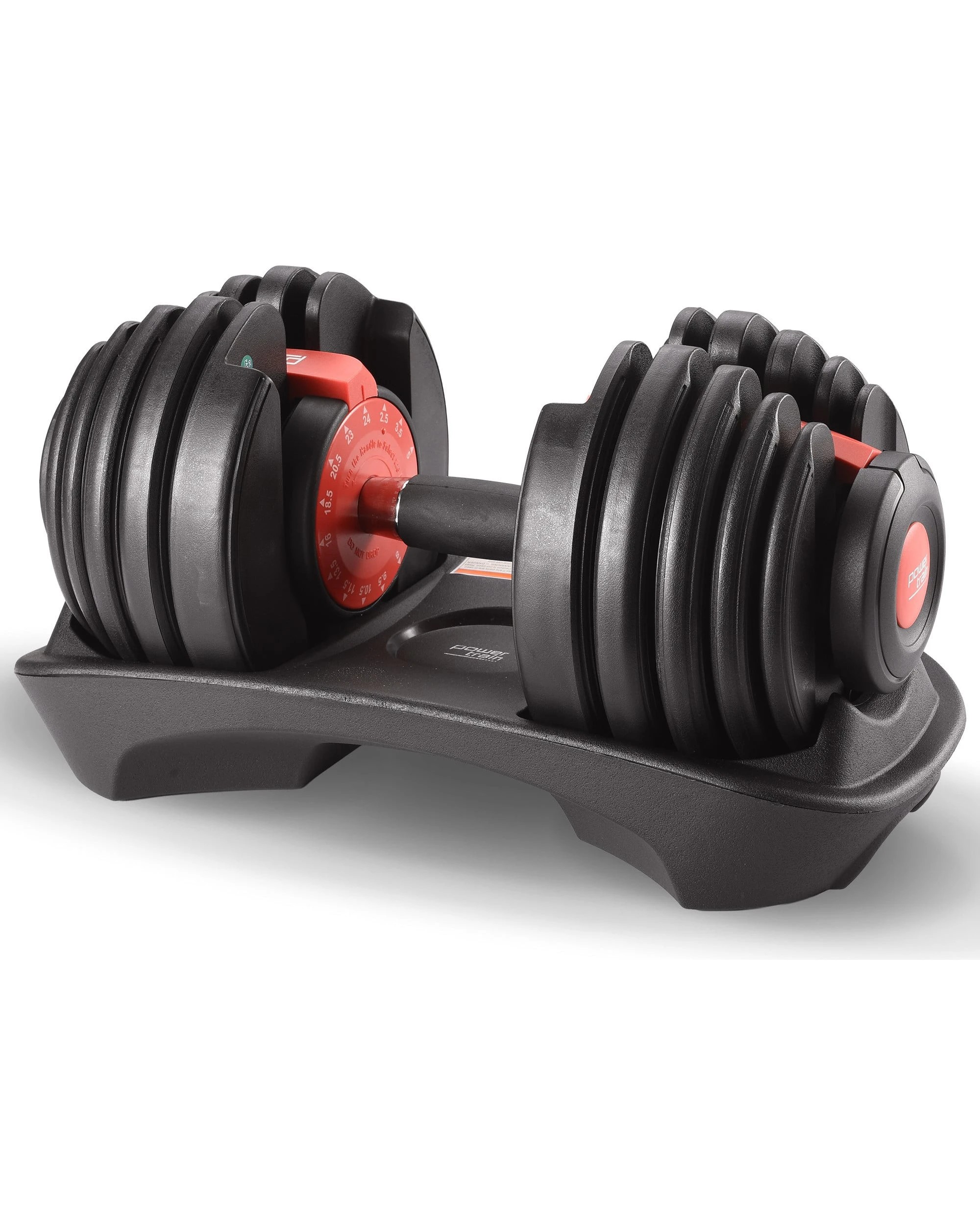 1 Powertrain 24kg Adjustable Dumbbells 15-in-1 Home Gym Weights Red, 1 of 7