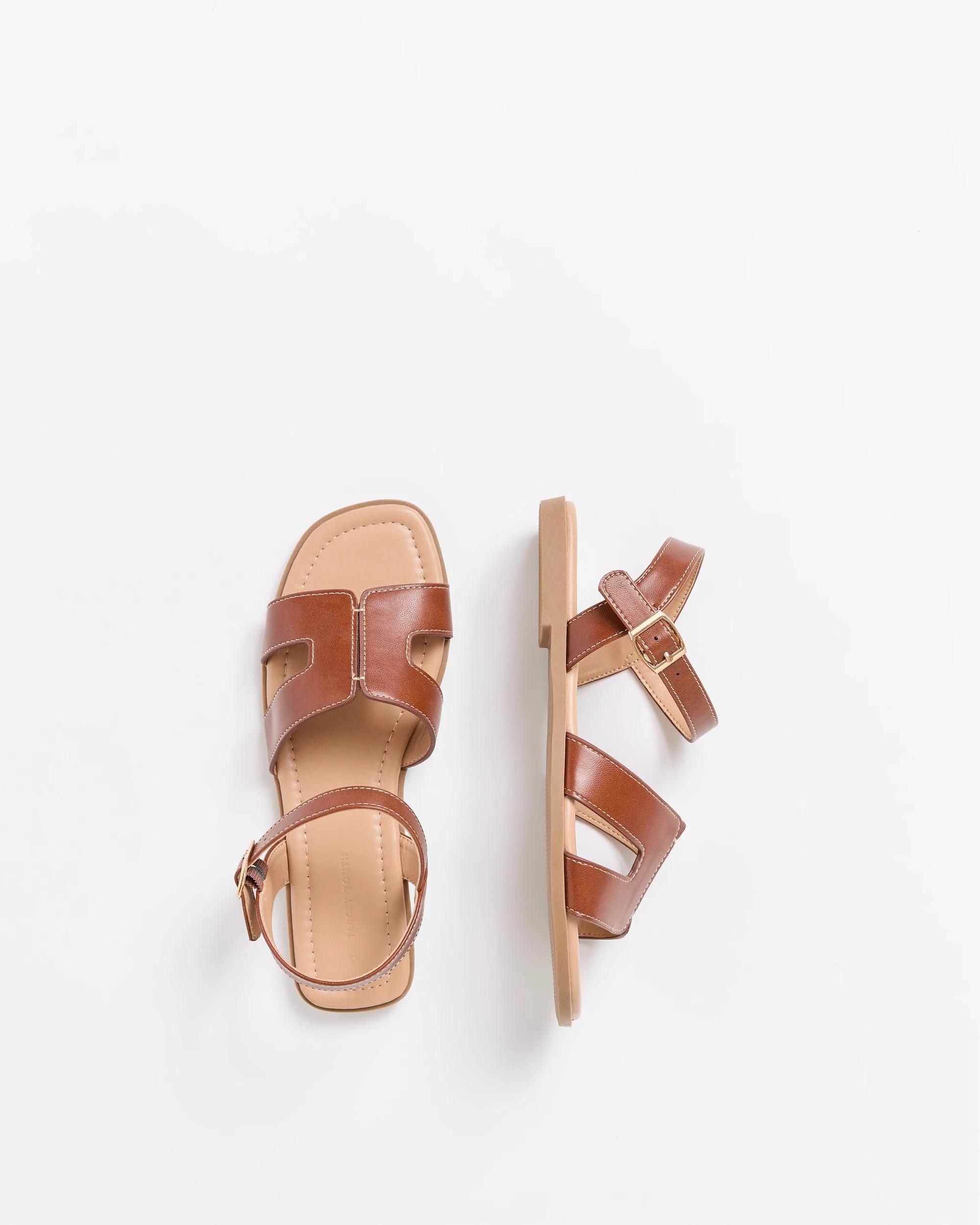3 Target Youth Girls Senior Leather-Look Sandal TAN, 3 of 3