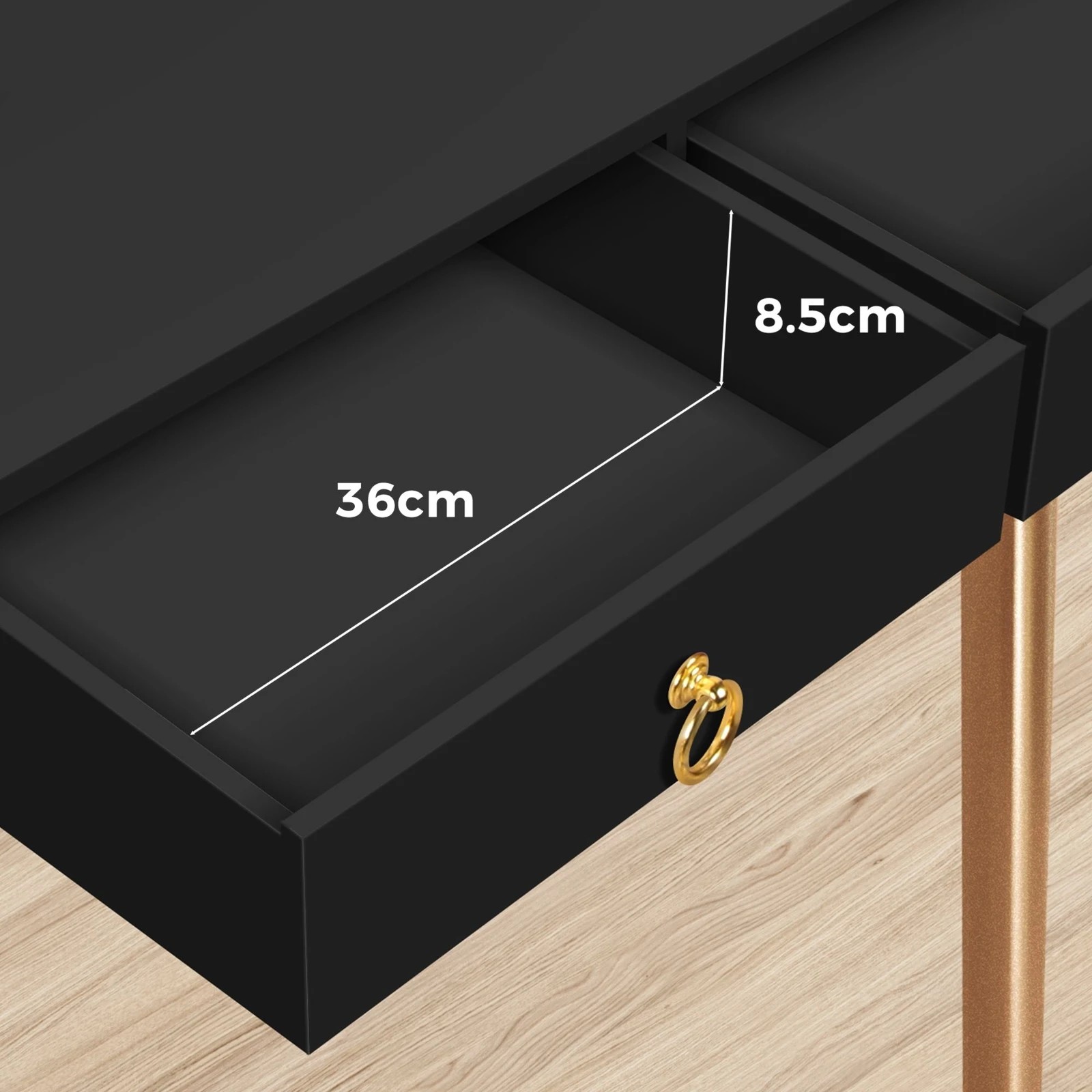 8 Alfordson Dressing Table Stool Set Makeup Mirror Vanity Desk LED Light - Black, 8 of 10