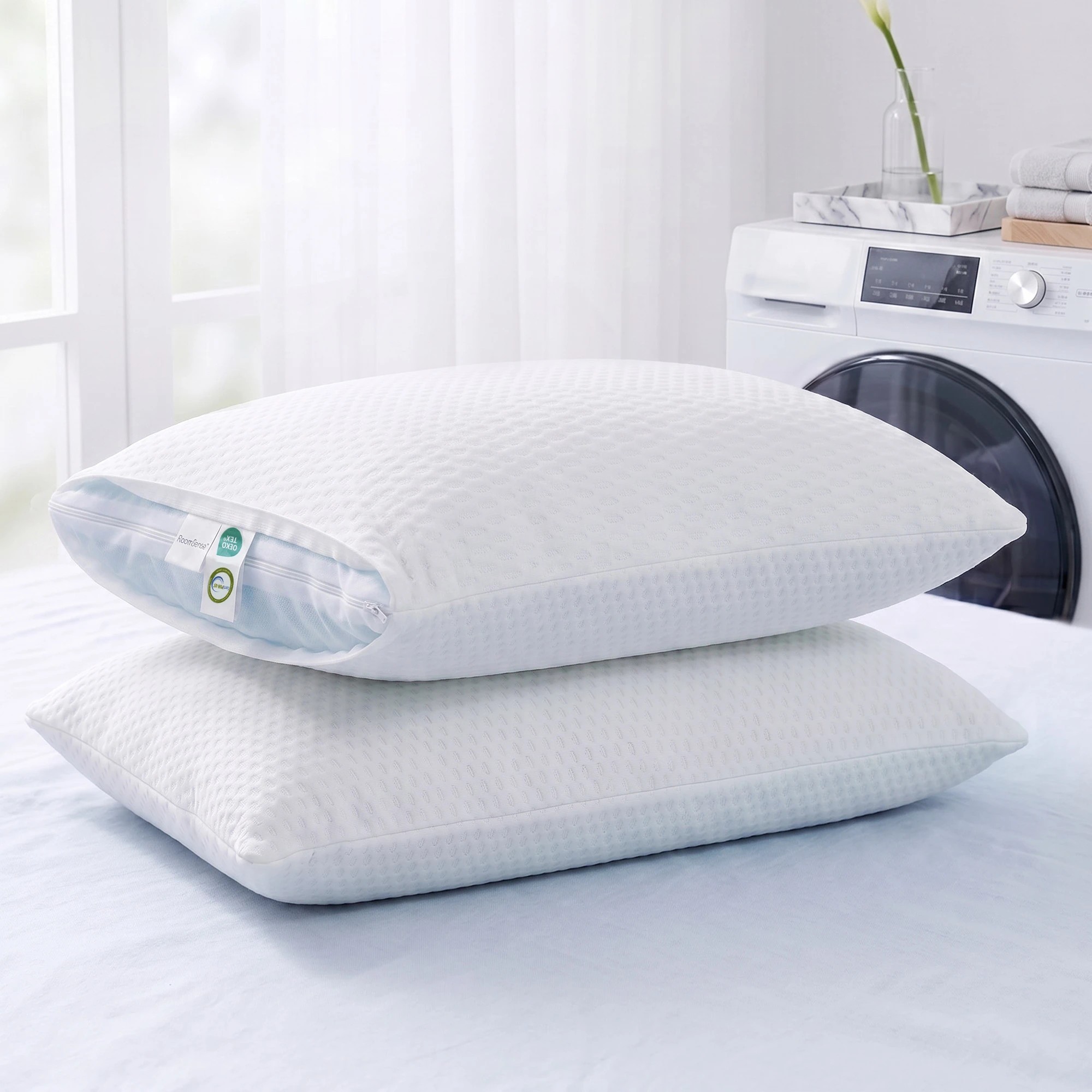 7 ROOMSENSE Cooling Memory Foam Pillow 2 Pack Anti-Flattening Bed Pillows - White, 7 of 8