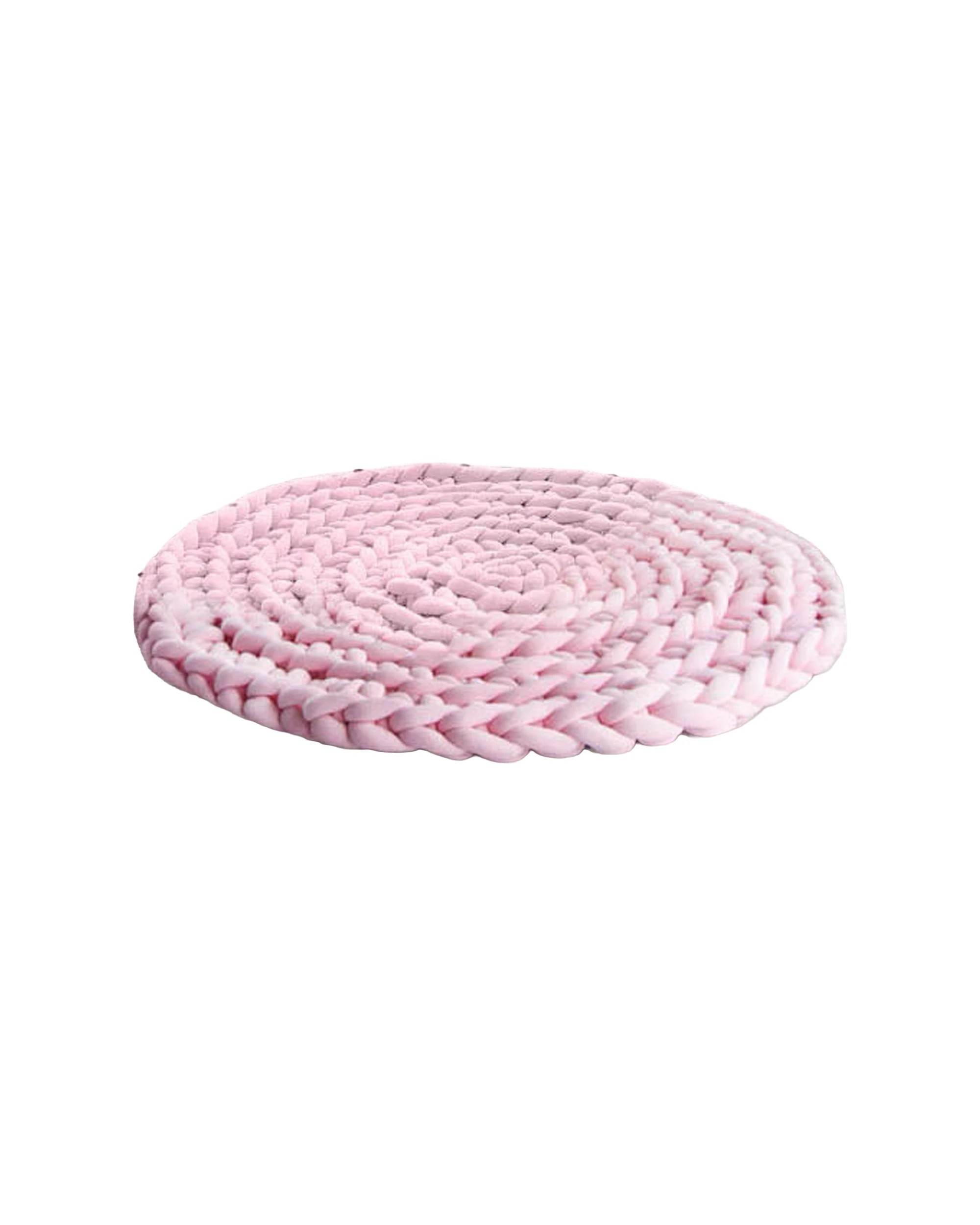 1 Cotton More Hand Knitted Chunky Braid Round Rug 90cm - Pink, 1 of 8