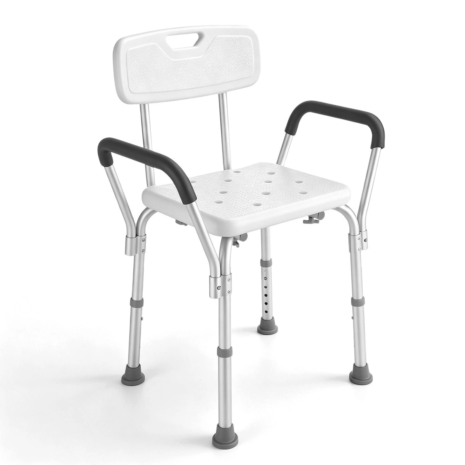 Ausway Medical Adjustable Shower Chair with Arms Back Bath Seat Stool ...