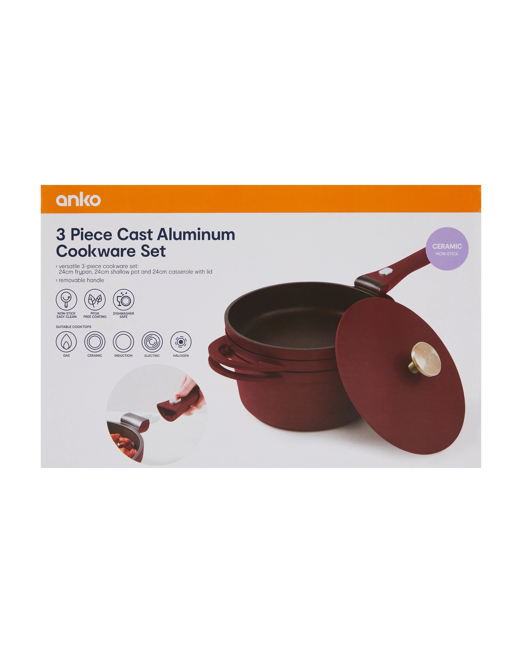 10 3 Piece Cast Aluminium Cookware Set - Port, 10 of 10