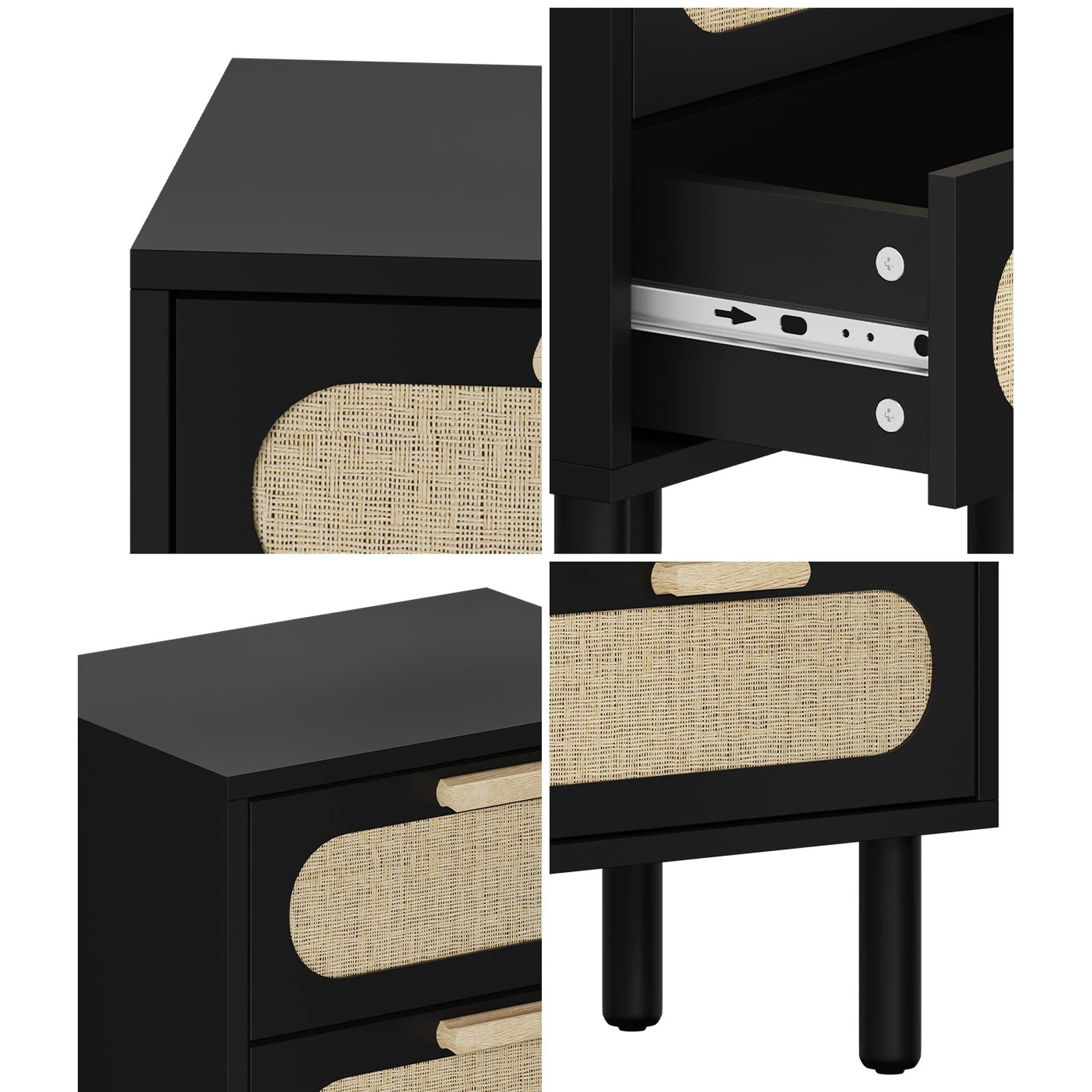 4 Oikiture Bedside Table Drawers Side End Tables Storage Nightstand
 - Black, 4 of 10