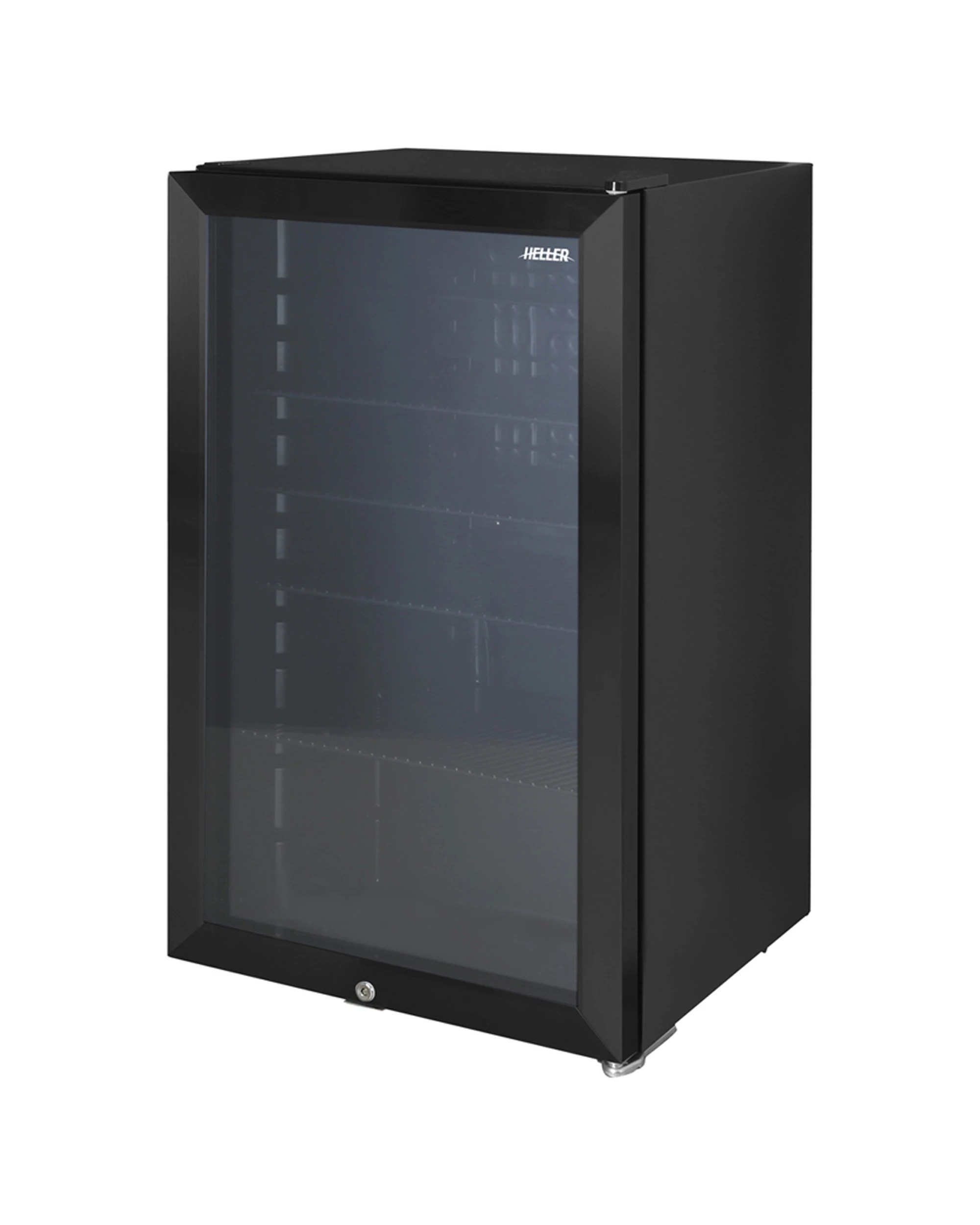 1 Heller 98L Beverage Cooler Glass Bar Fridge With Internal Fan 470x472x845mm - Black, 1 of 1