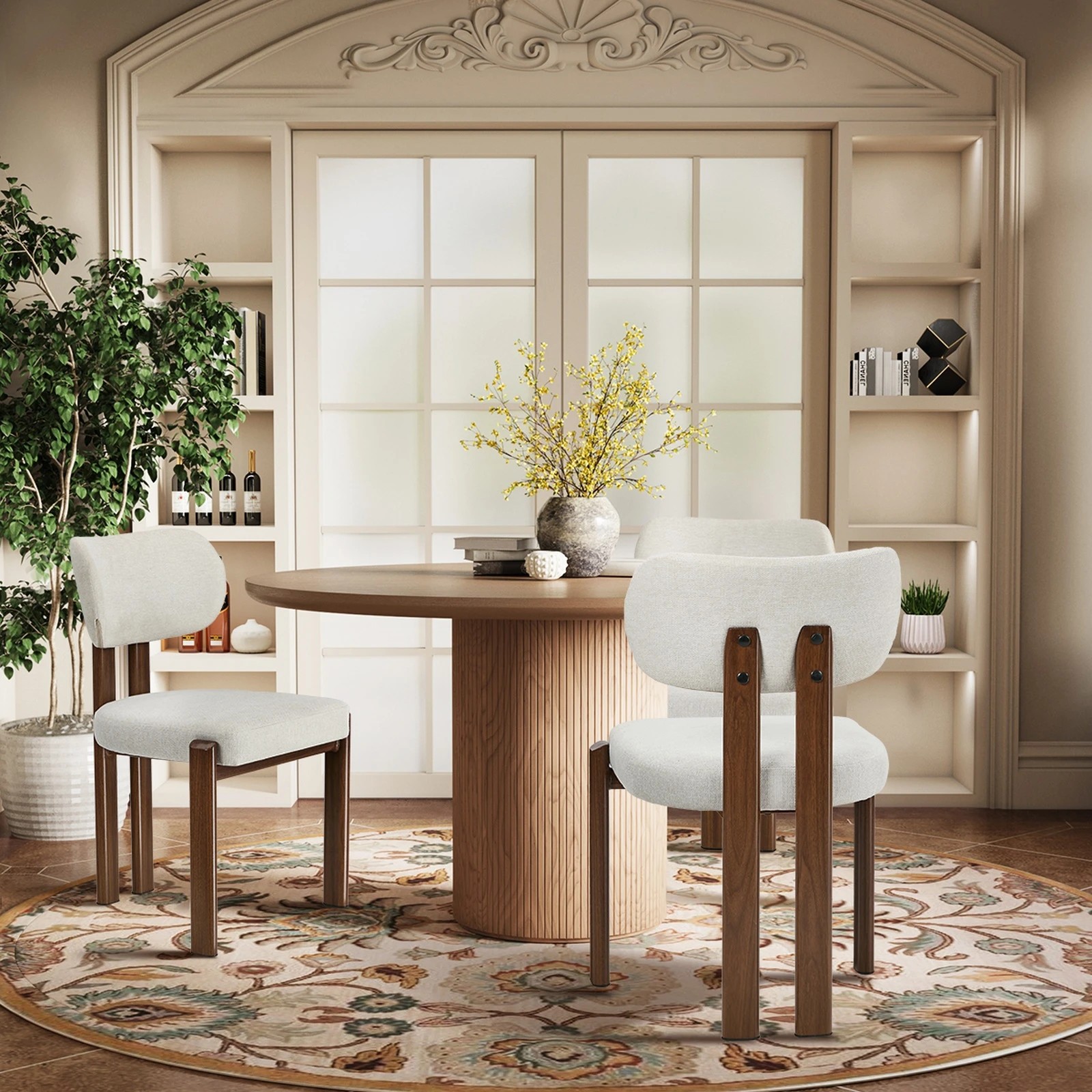 6 Oikiture Set of 4 Dining Chairs Linen Fabric Kitchen Padded Seat - Multi, 6 of 9
