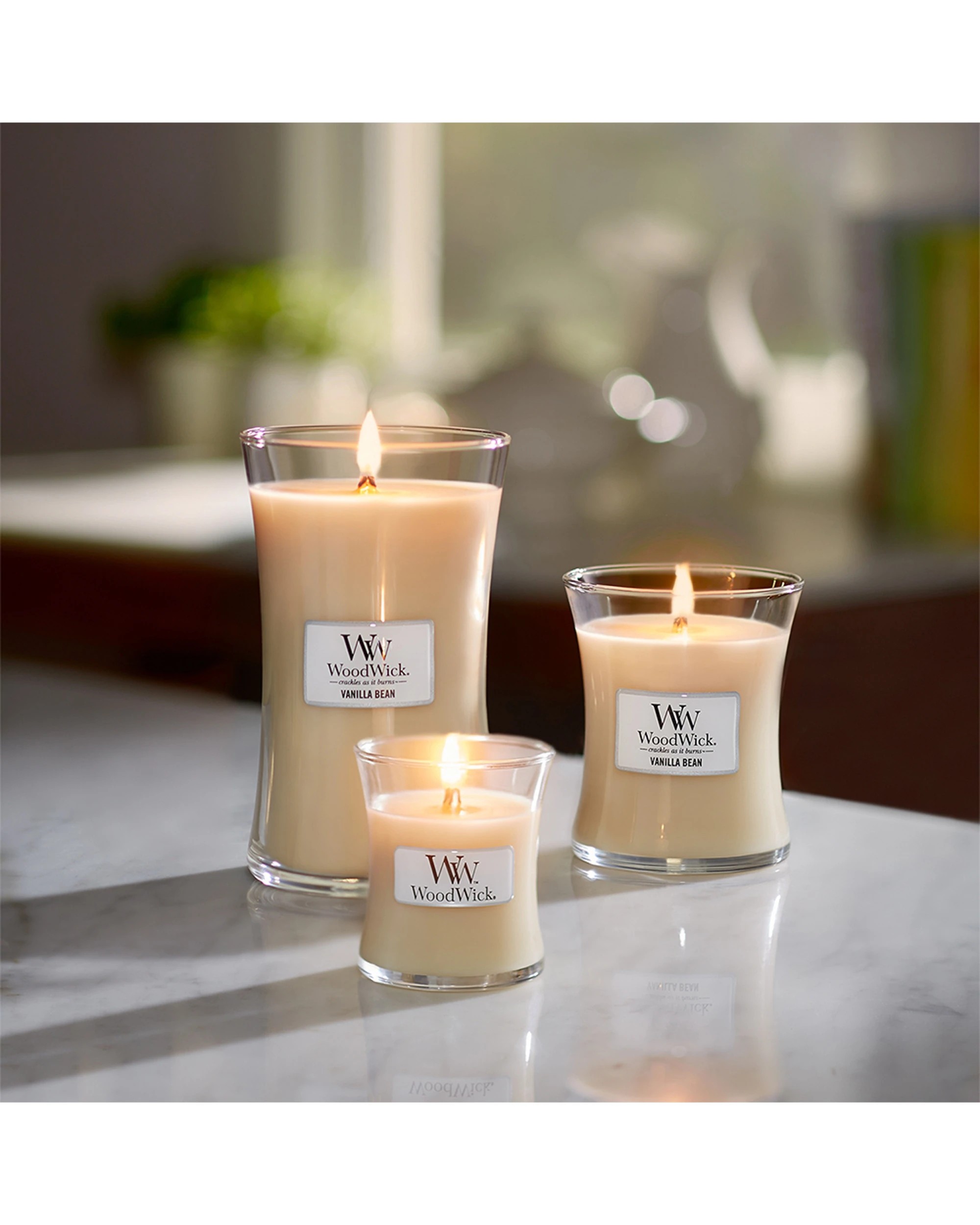 4 Woodwick Scented Soy Wax Candle Vanilla Bean Scented Home Fragrance Medium - White, 4 of 4