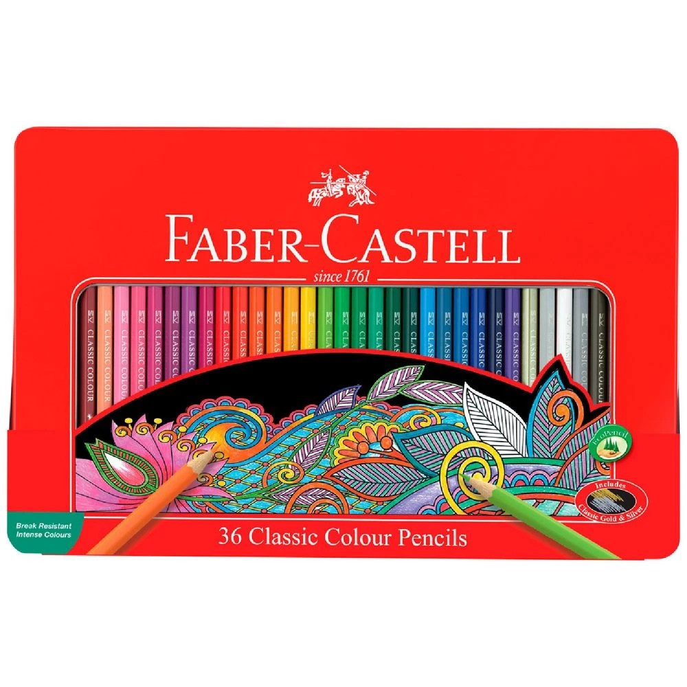 1 Faber-Castell Classic Coloured Pencils Tin 36 Pack, 1 of 3
