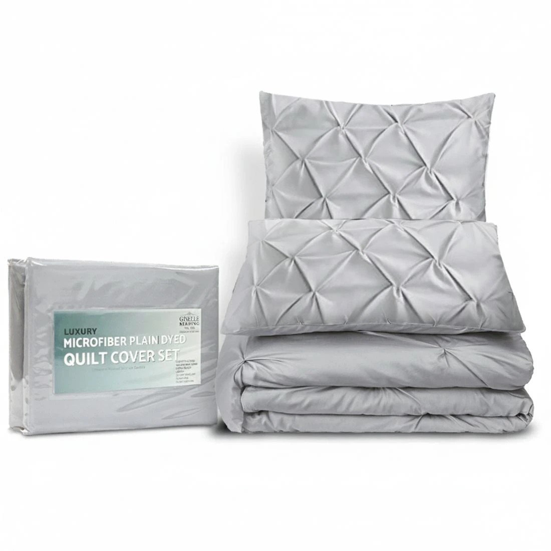 3 Giselle Bedding Quilt Cover Set Diamond Pinch  King - King Bed - Grey, 3 of 6