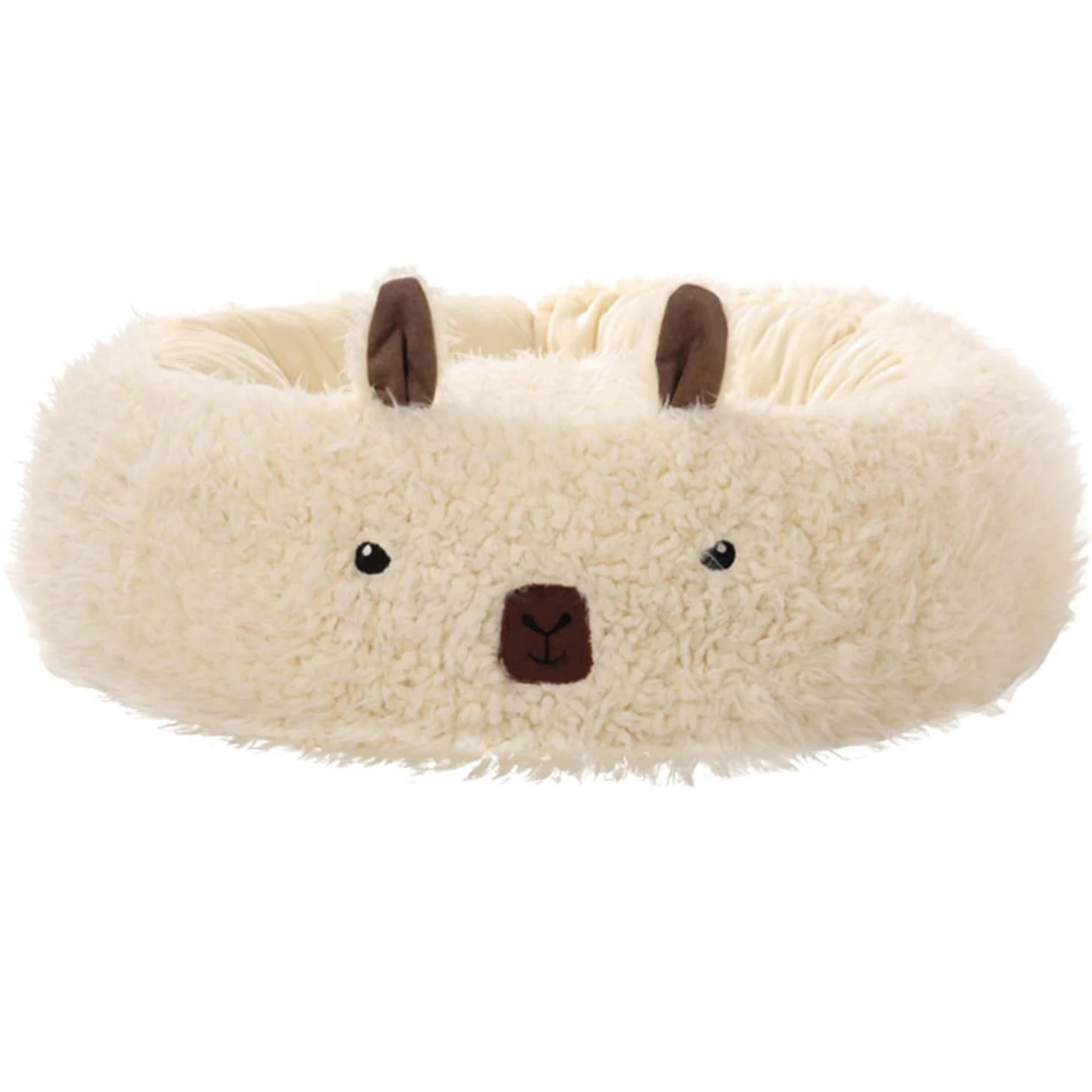 1 TODO Pet Nesting Bed 50cm Diameter Soft Warm Dog Cat Sleeping Bed - White Alpaca, 1 of 4