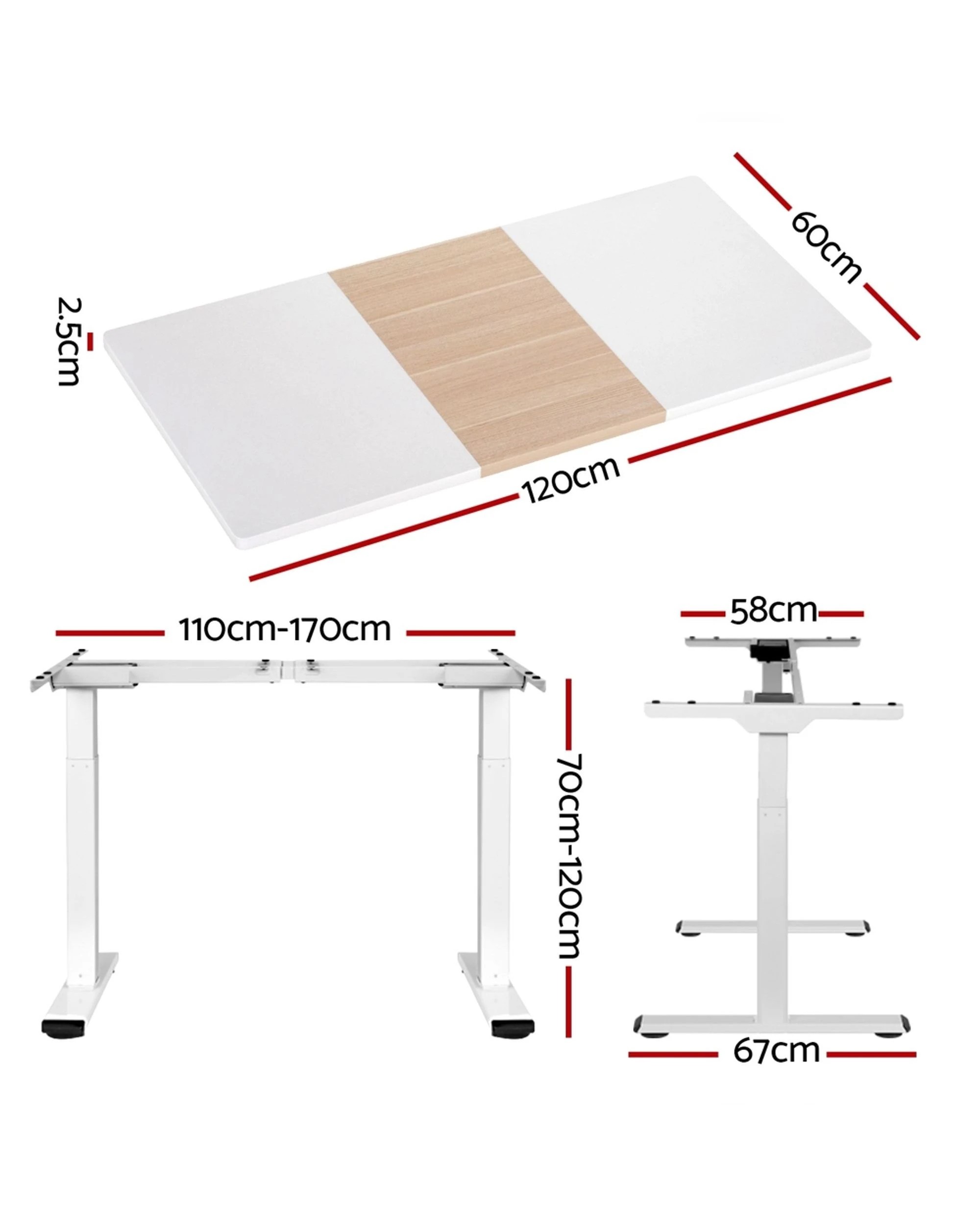 2 Artiss Standing Desk Motorised Dual Motor 120CM - Multi, 2 of 7