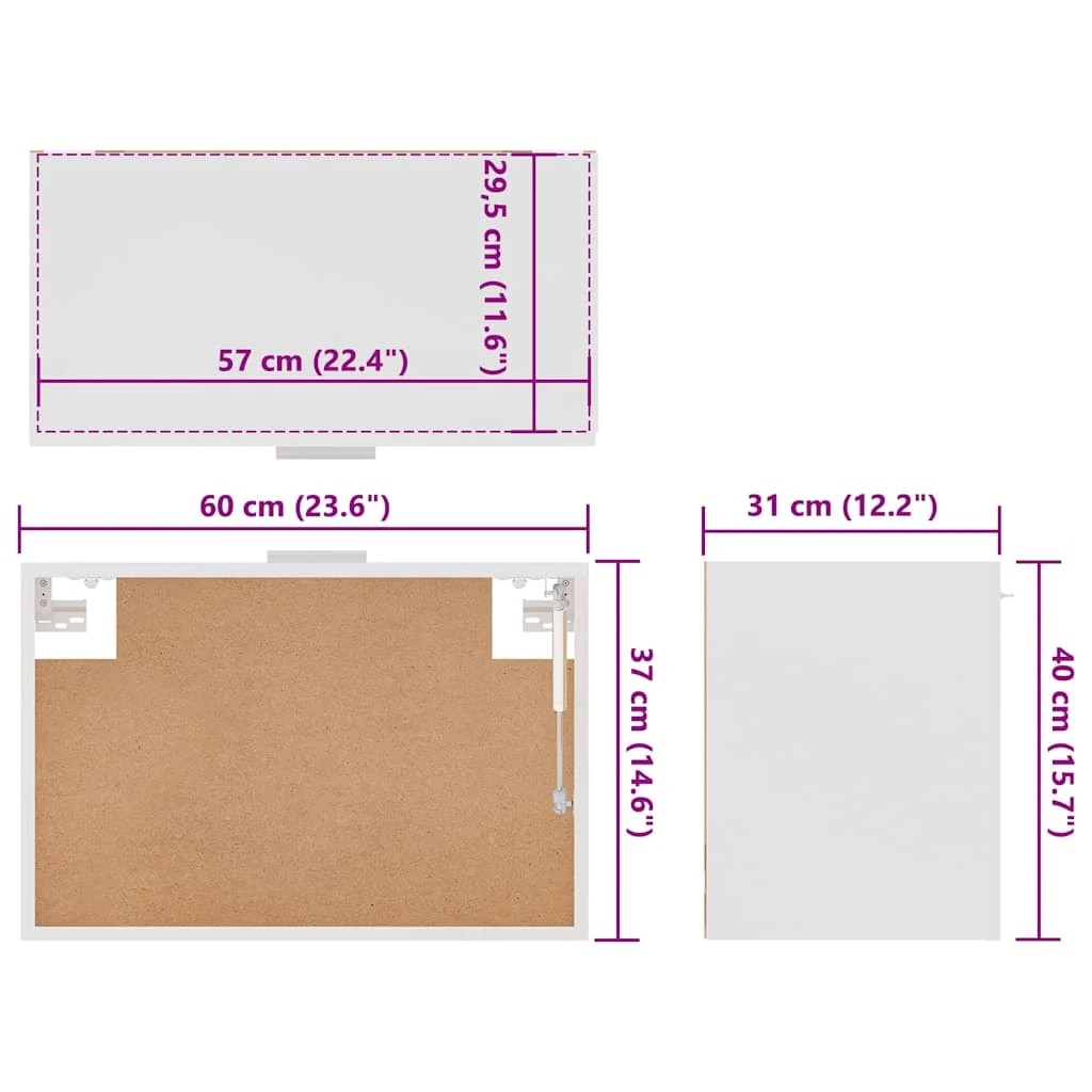8 Vidaxl Kitchen Cabinets Hanging Cabinet, Hanging Cabinets - White, 8 of 8