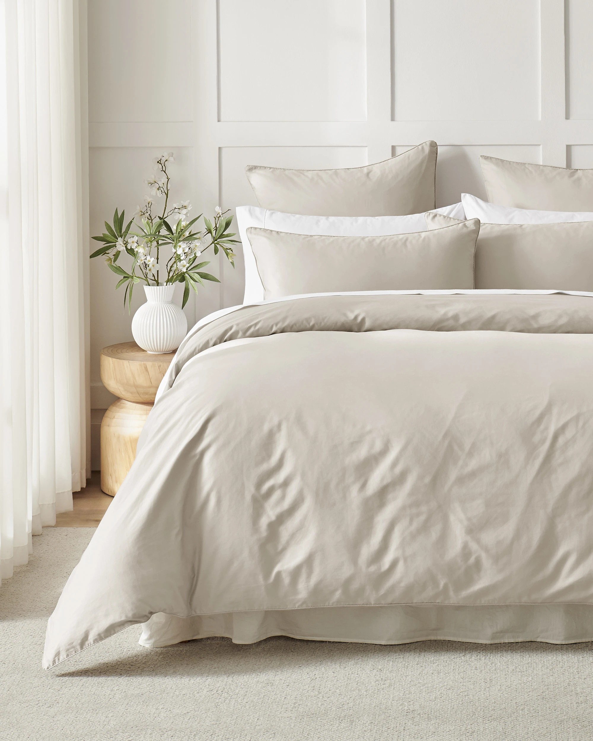 1 Dreamaker 400TC Premium Cotton Sateen Piped Quilt Cover Set - Single Bed - Oatmeal, 1 of 10